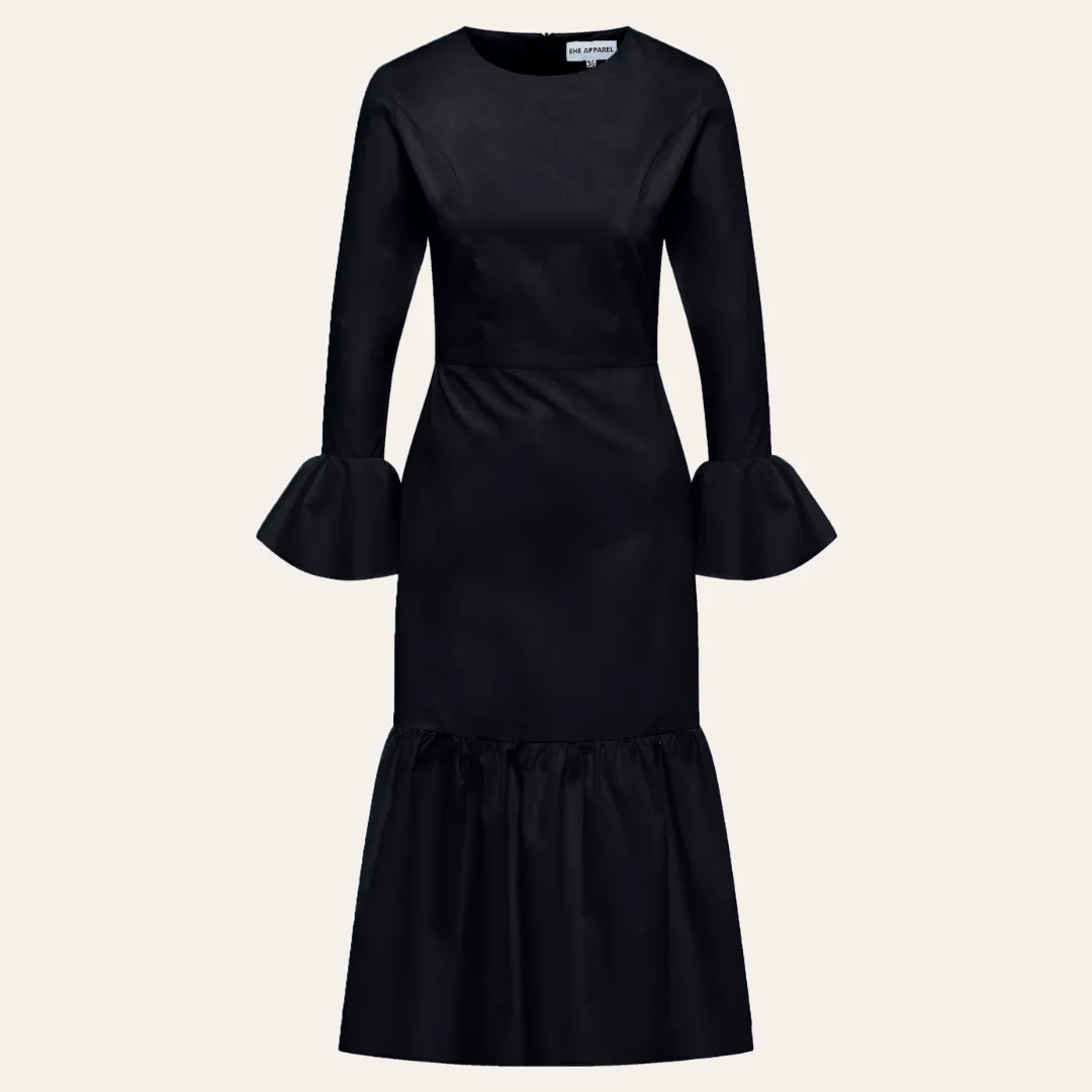 EHE Apparel Audrey ruffled Dress - Black sold by Bonvion