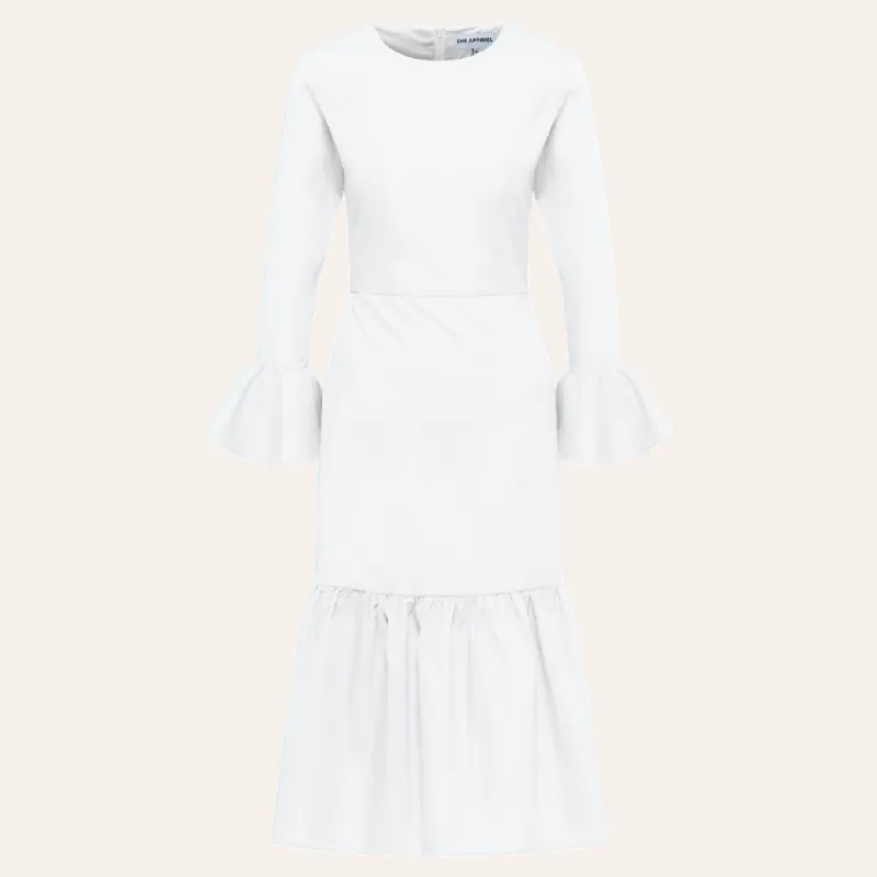 EHE Apparel Audrey ruffled Dress - White sold by Bonvion
