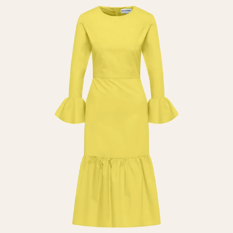 EHE Apparel Audrey ruffled Dress - Yellow sold by Bonvion