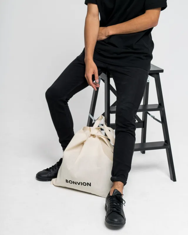 Bonvion Logo printed canvas tote bag - Beige sold by Bonvion