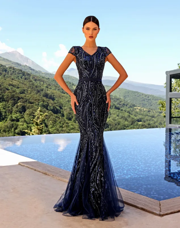 NICOLETTA Margo Gown - Navy sold by Bonvion