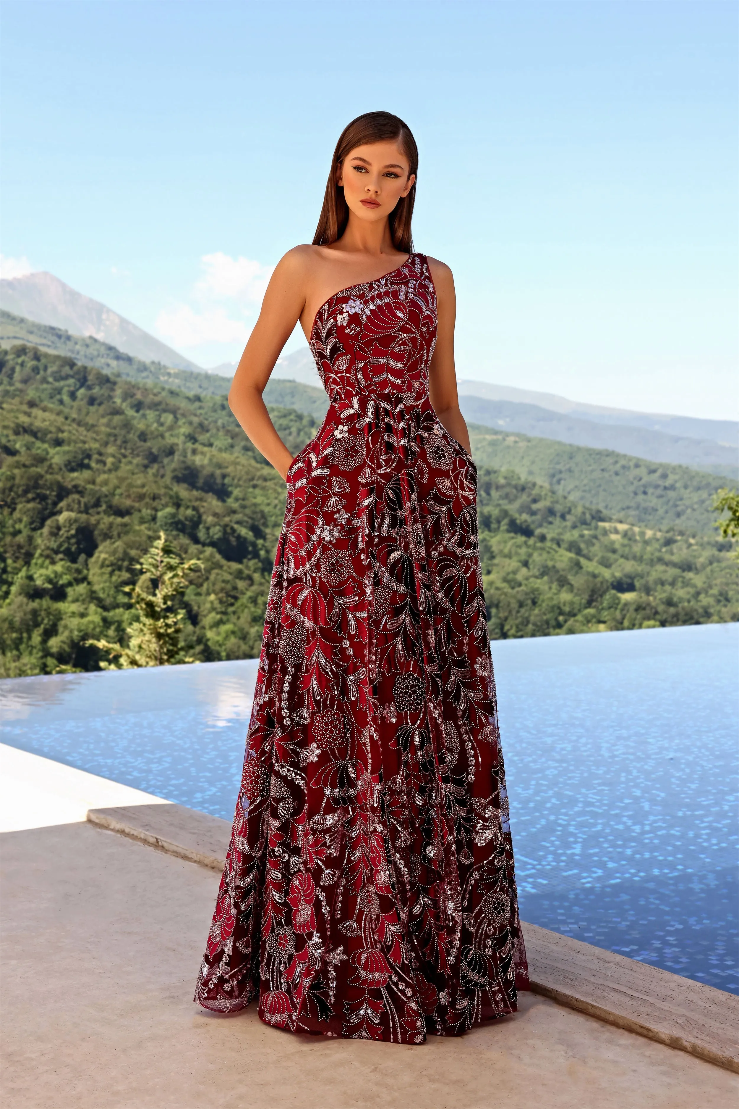 NICOLETTA Cameron Gown - Burgundy sold by Bonvion