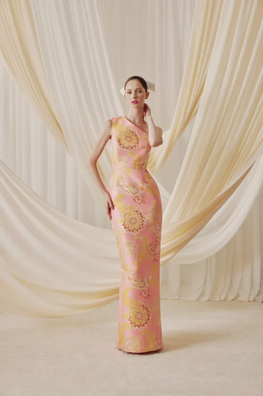 AUDREY+BROOKS Yara Gown - Pink Yellow sold by Bonvion