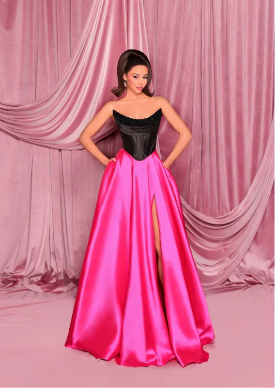 NICOLETTA Eleanor Gown - Black/Pink sold by Bonvion