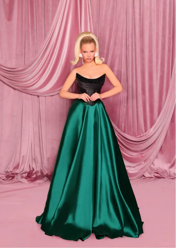 NICOLETTA Eleanor Gown - Black/Emerald sold by Bonvion