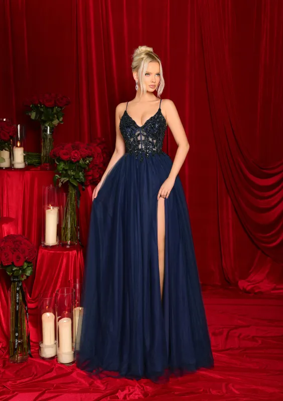 NICOLETTA Magnolia Gown - Navy sold by Bonvion