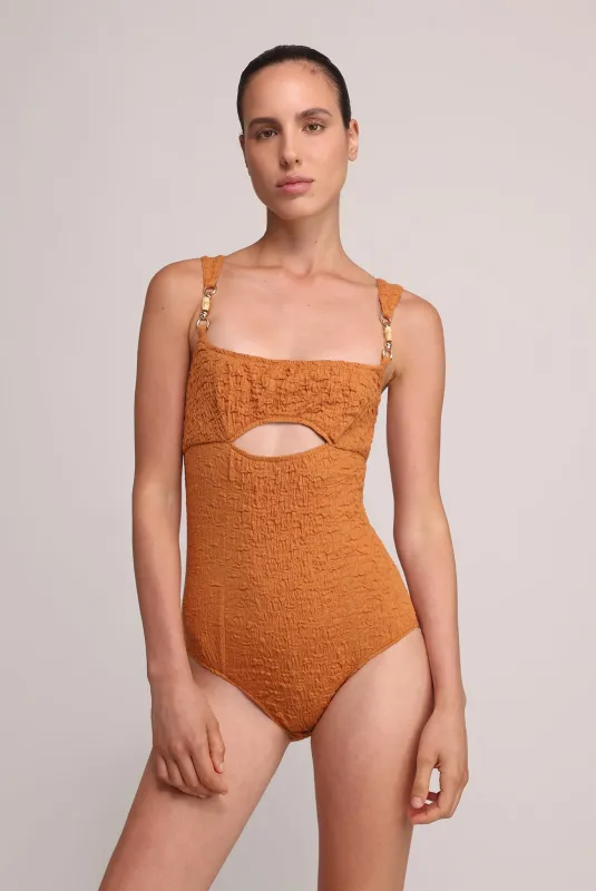 SABINA MUSAYEV Bready Bodysuit - Rust sold by Bonvion