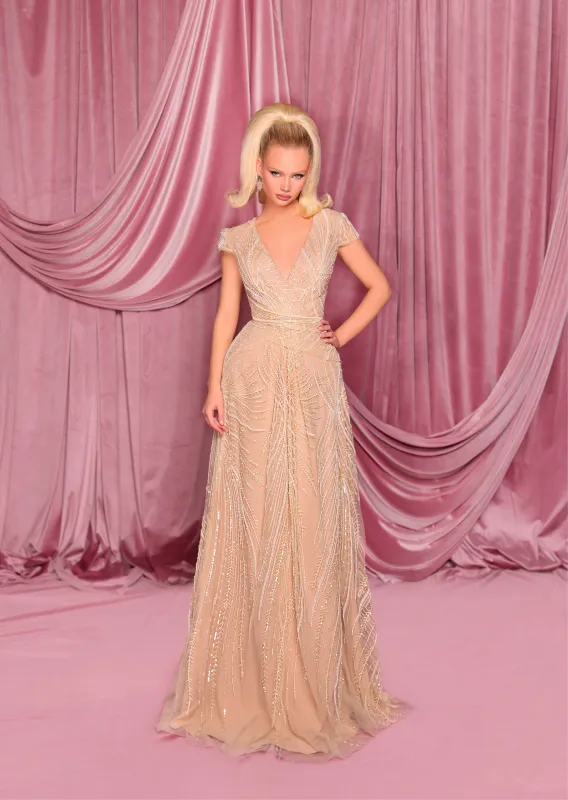 NICOLETTA Drew Gown - Champagne sold by Bonvion