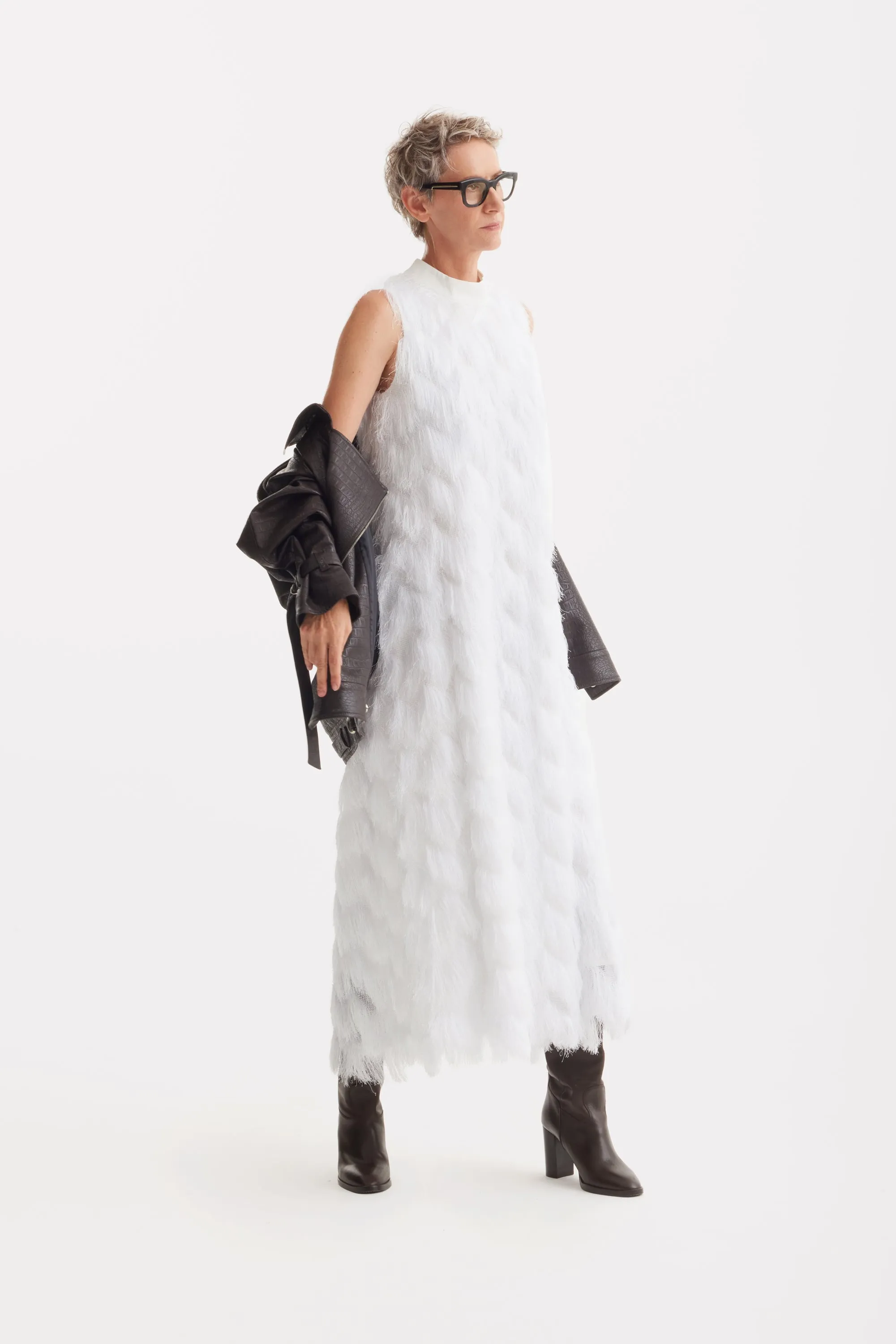 JULIA ALLERT Fringe A-Line Evening Gown - White sold by Bonvion product image thumbnail 3