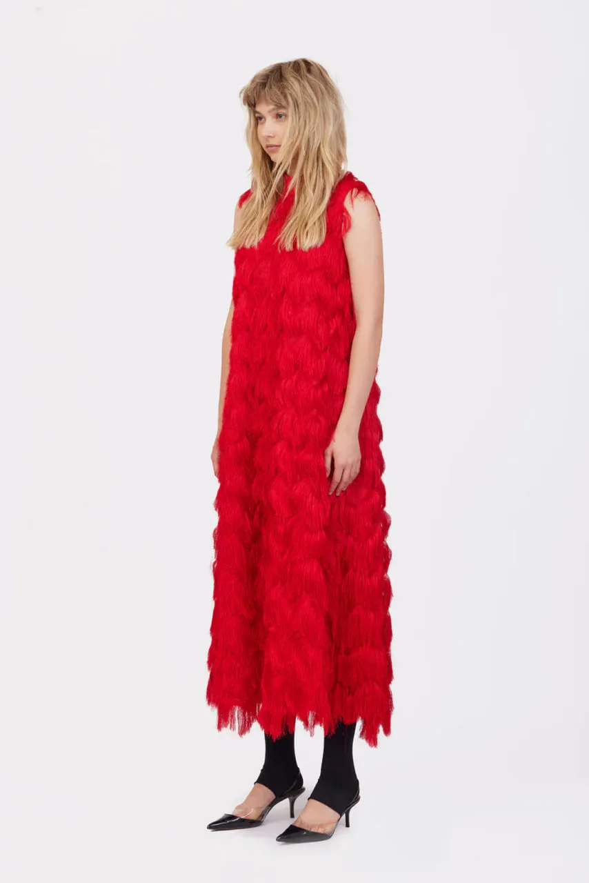 JULIA ALLERT Fringe A-Line Evening Gown - Red sold by Bonvion product image thumbnail 3