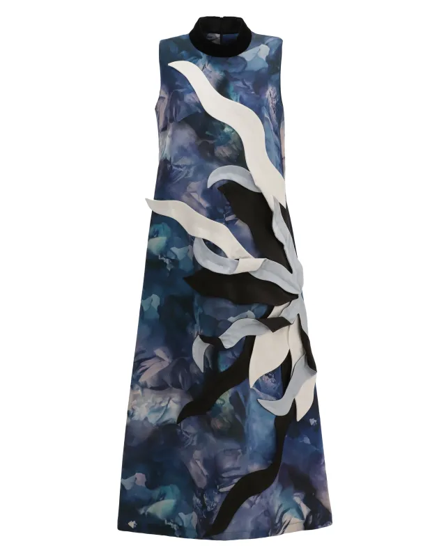 JULIA ALLERT High Neck Abstract Print Dress - Blue Print sold by Bonvion
