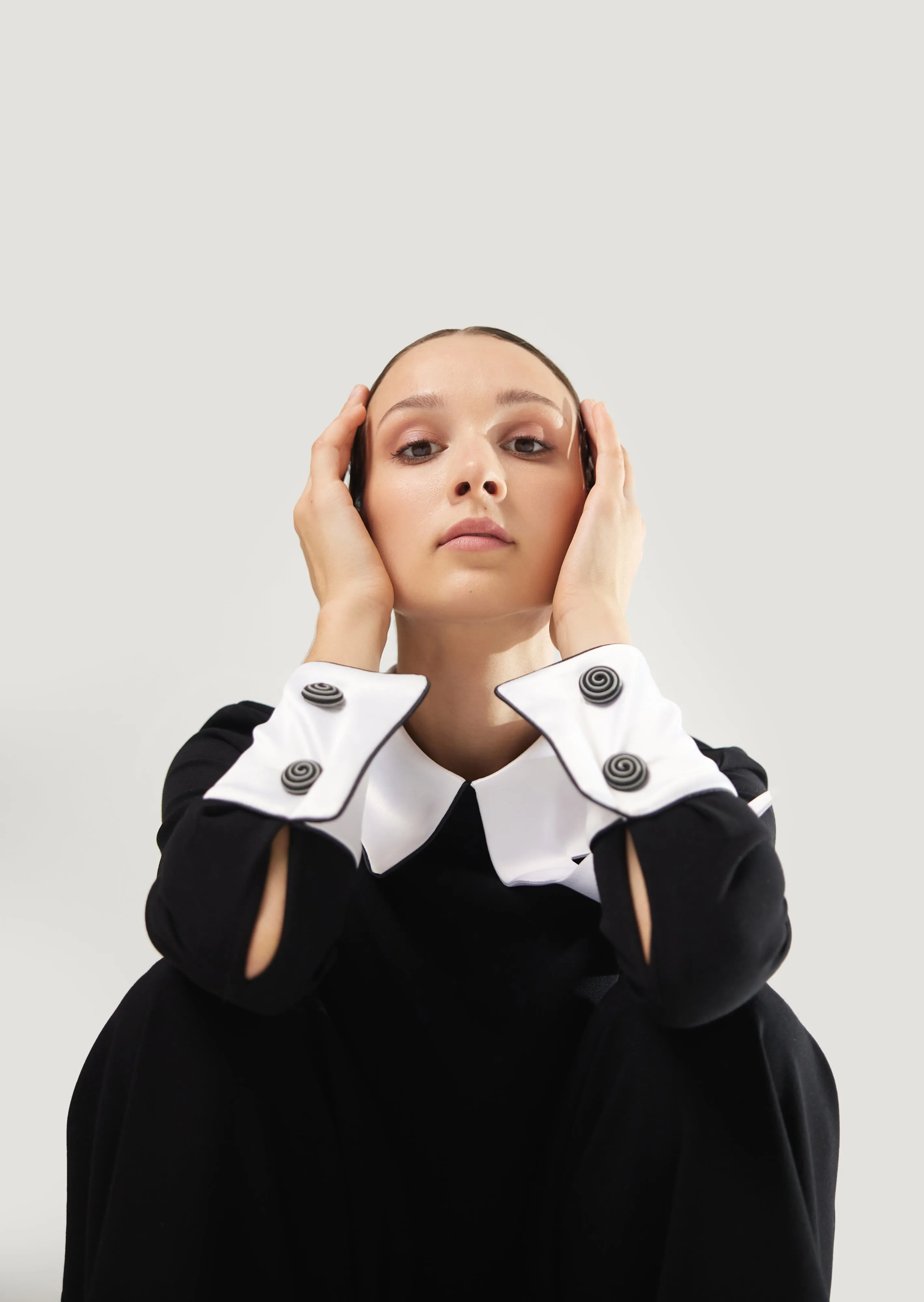JULIA ALLERT Asymmetrical Collar Blouse - Black sold by Bonvion product image thumbnail 3