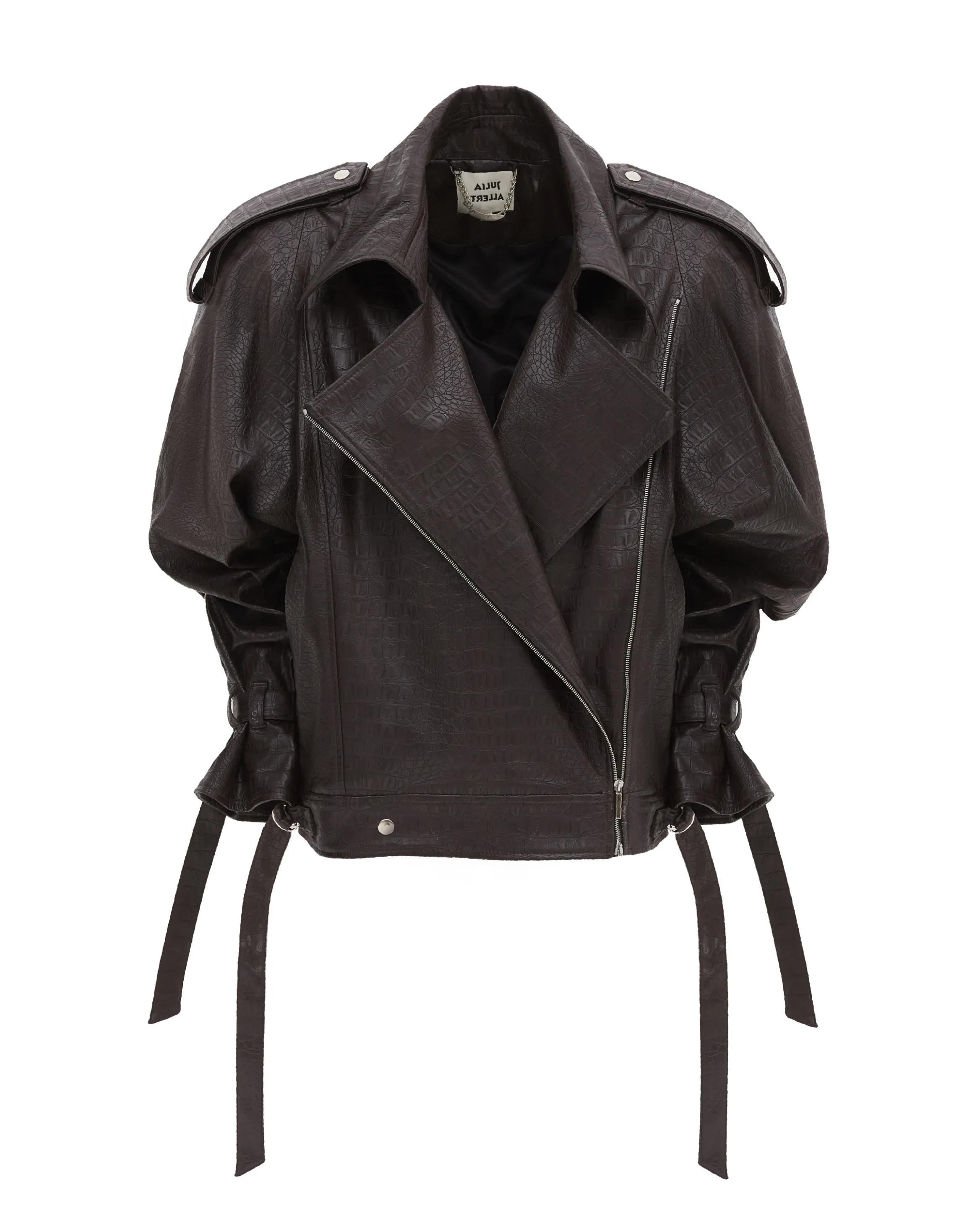 JULIA ALLERT Croc-Effect Vegan Leather Oversized Jacket – Black sold by Bonvion