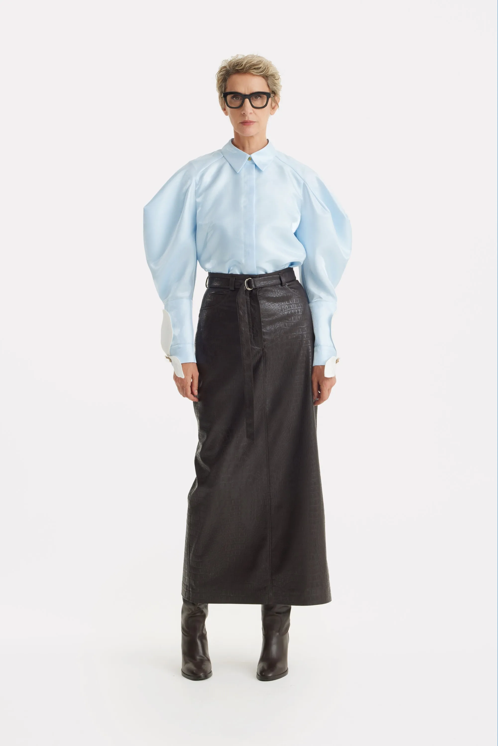 JULIA ALLERT Romantic Blouse With Balloon Sleeves - Light Blue sold by Bonvion product image thumbnail 3