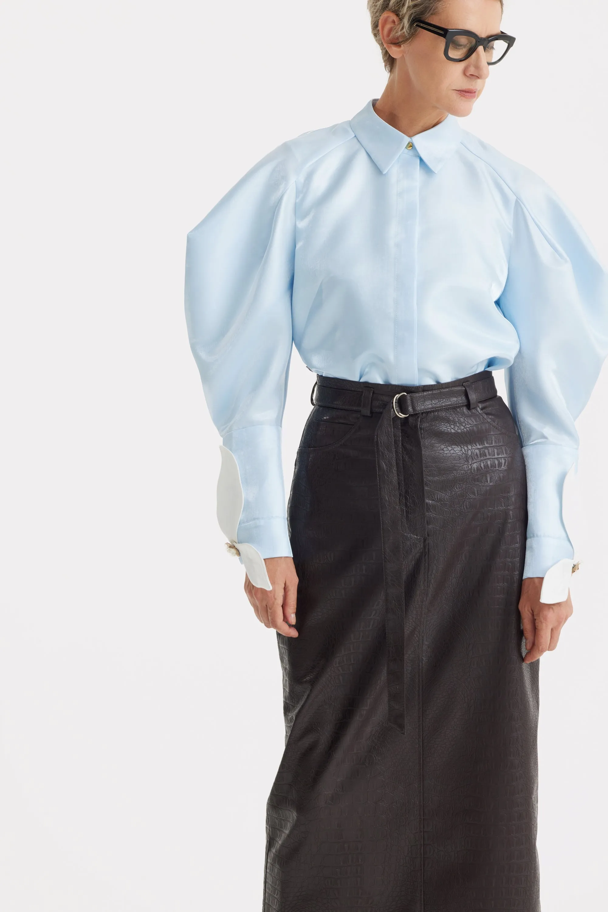 JULIA ALLERT Romantic Blouse With Balloon Sleeves - Light Blue sold by Bonvion product image thumbnail 2