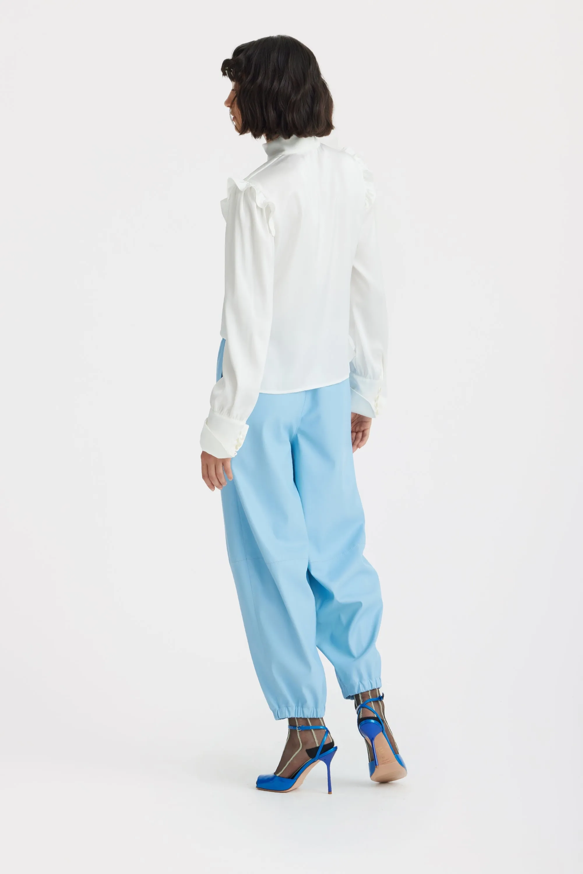 JULIA ALLERT Bishop Sleeves Stand Collar Blouse - Ivory sold by Bonvion product image thumbnail 5