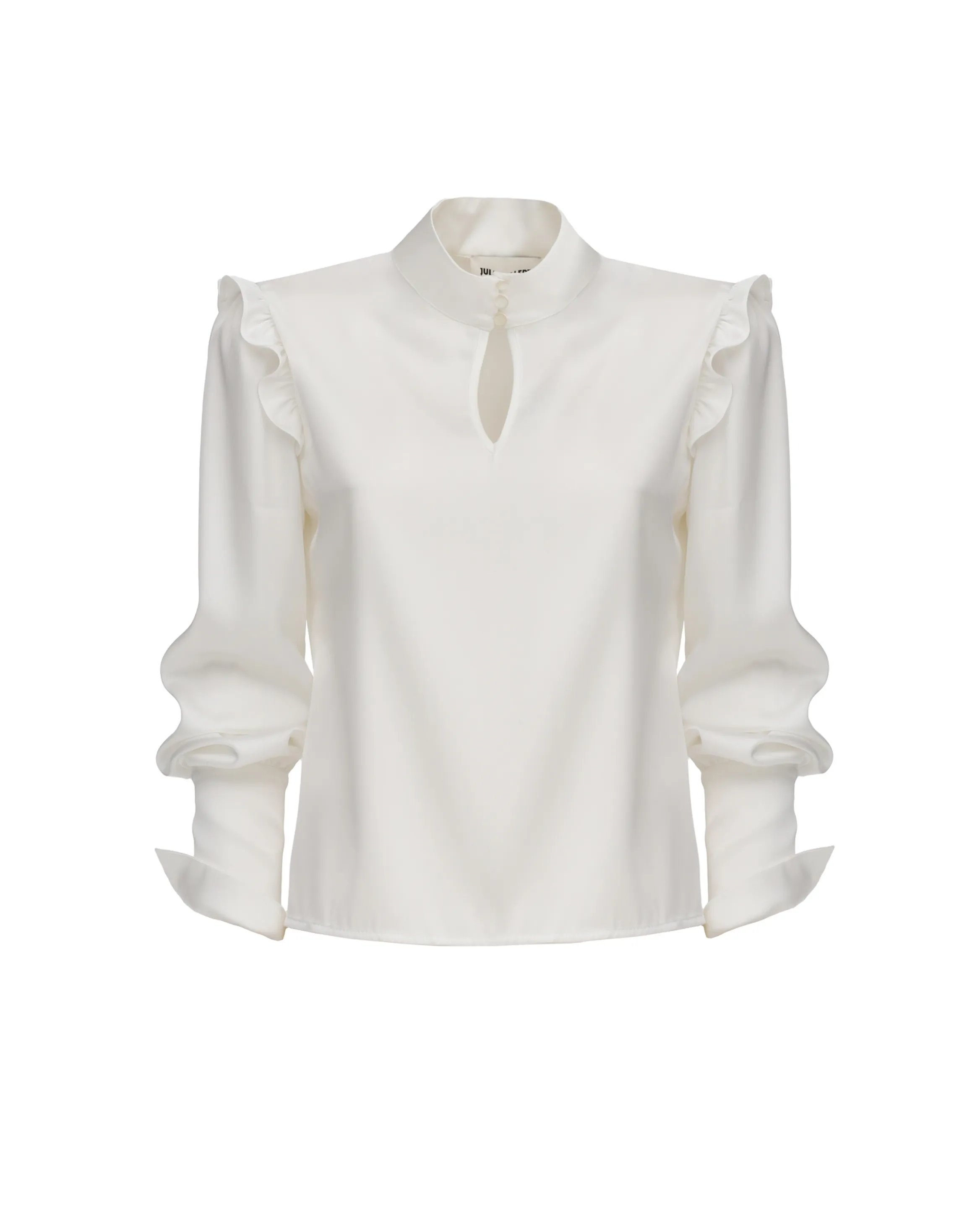 JULIA ALLERT Bishop Sleeves Stand Collar Blouse - Ivory sold by Bonvion
