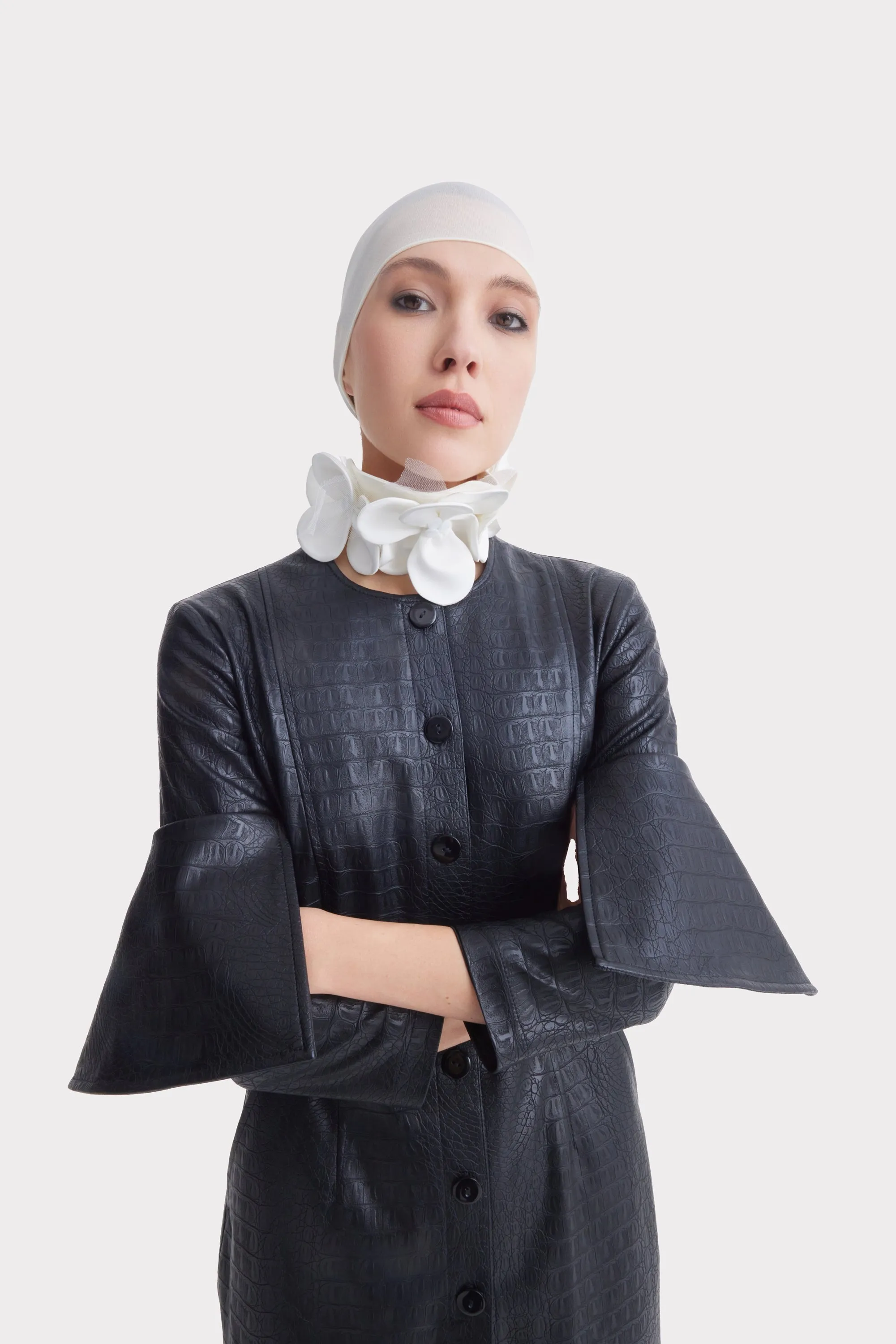 JULIA ALLERT Croc-Effect Vegan Leather Dress - Black sold by Bonvion product image thumbnail 4