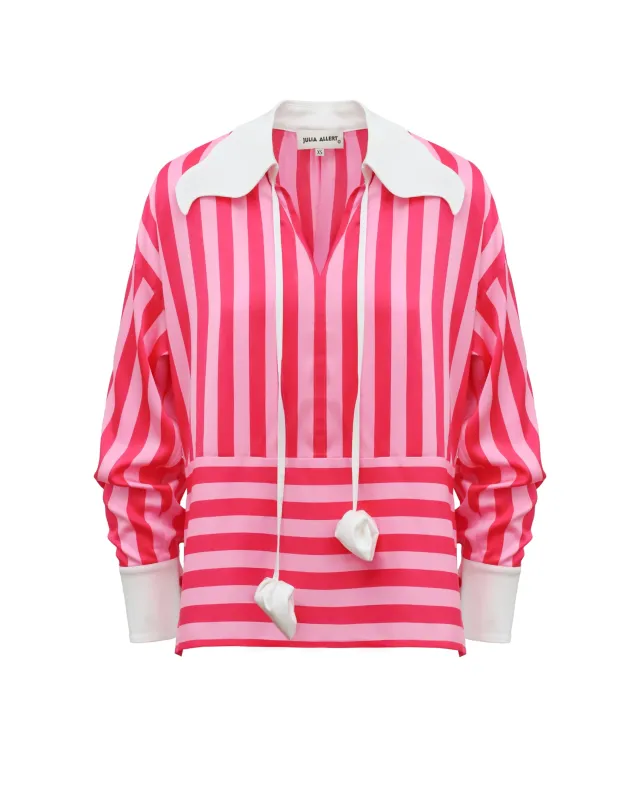 JULIA ALLERT Striped Long-Sleeve Blouse - Pink sold by Bonvion