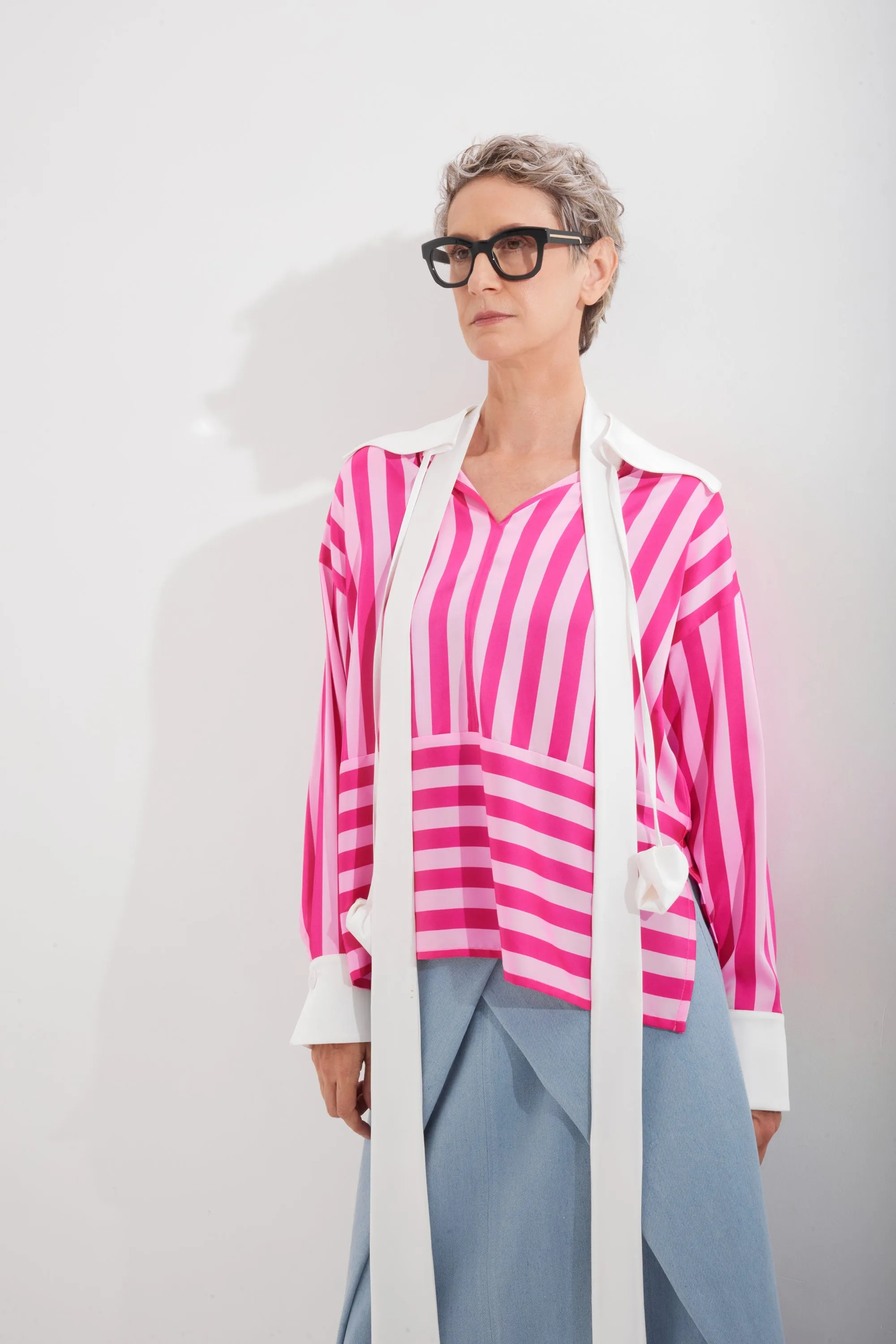 JULIA ALLERT Striped Long-Sleeve Blouse - Pink sold by Bonvion product image thumbnail 2