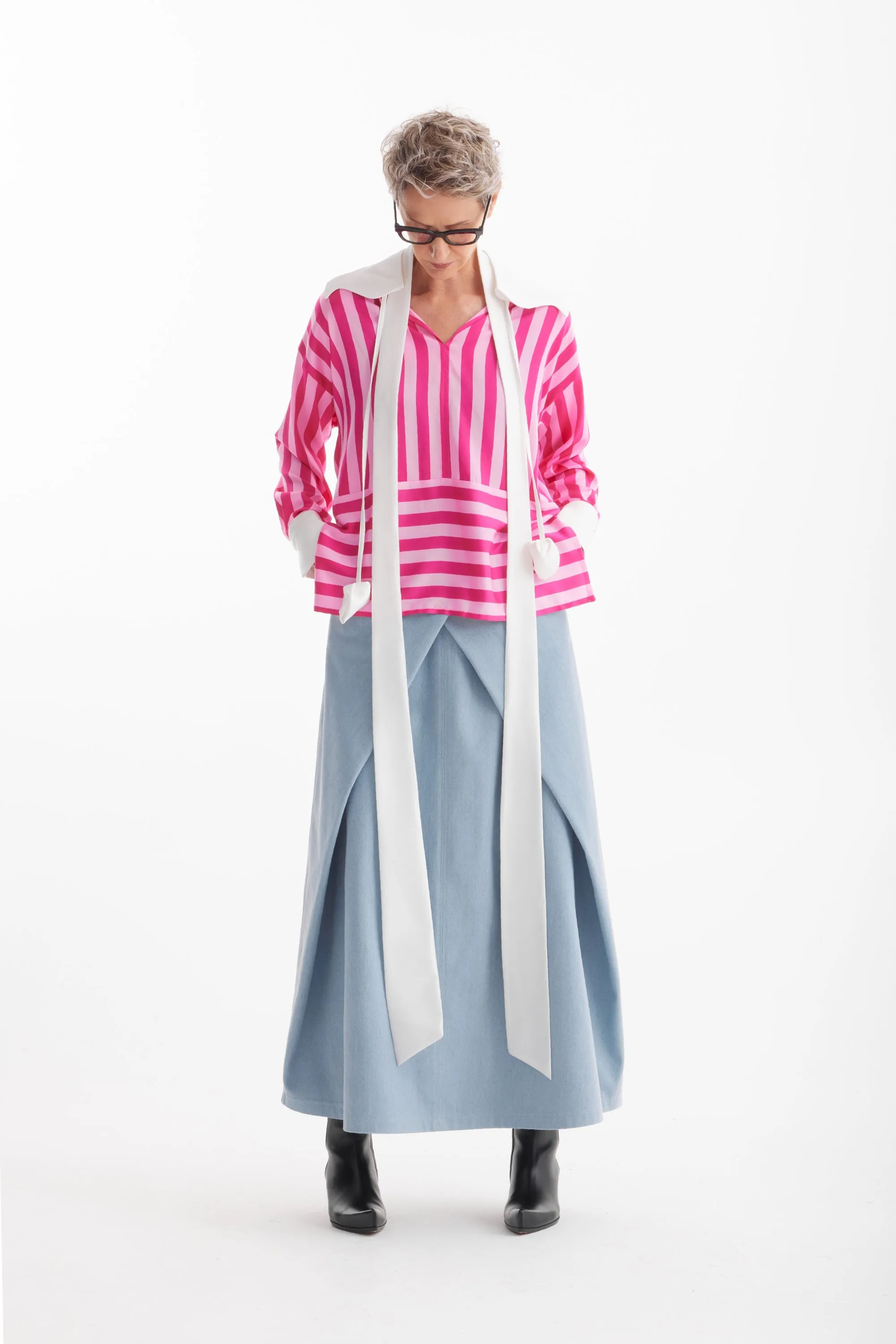 JULIA ALLERT Striped Long-Sleeve Blouse - Pink sold by Bonvion product image thumbnail 3