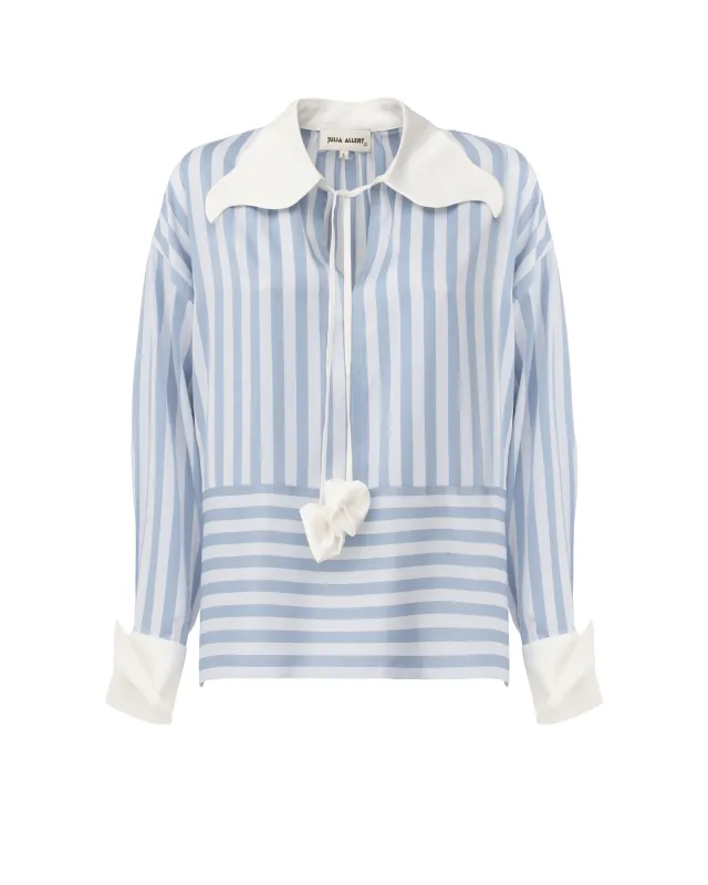 JULIA ALLERT Striped Long-Sleeve Blouse - Light Blue sold by Bonvion