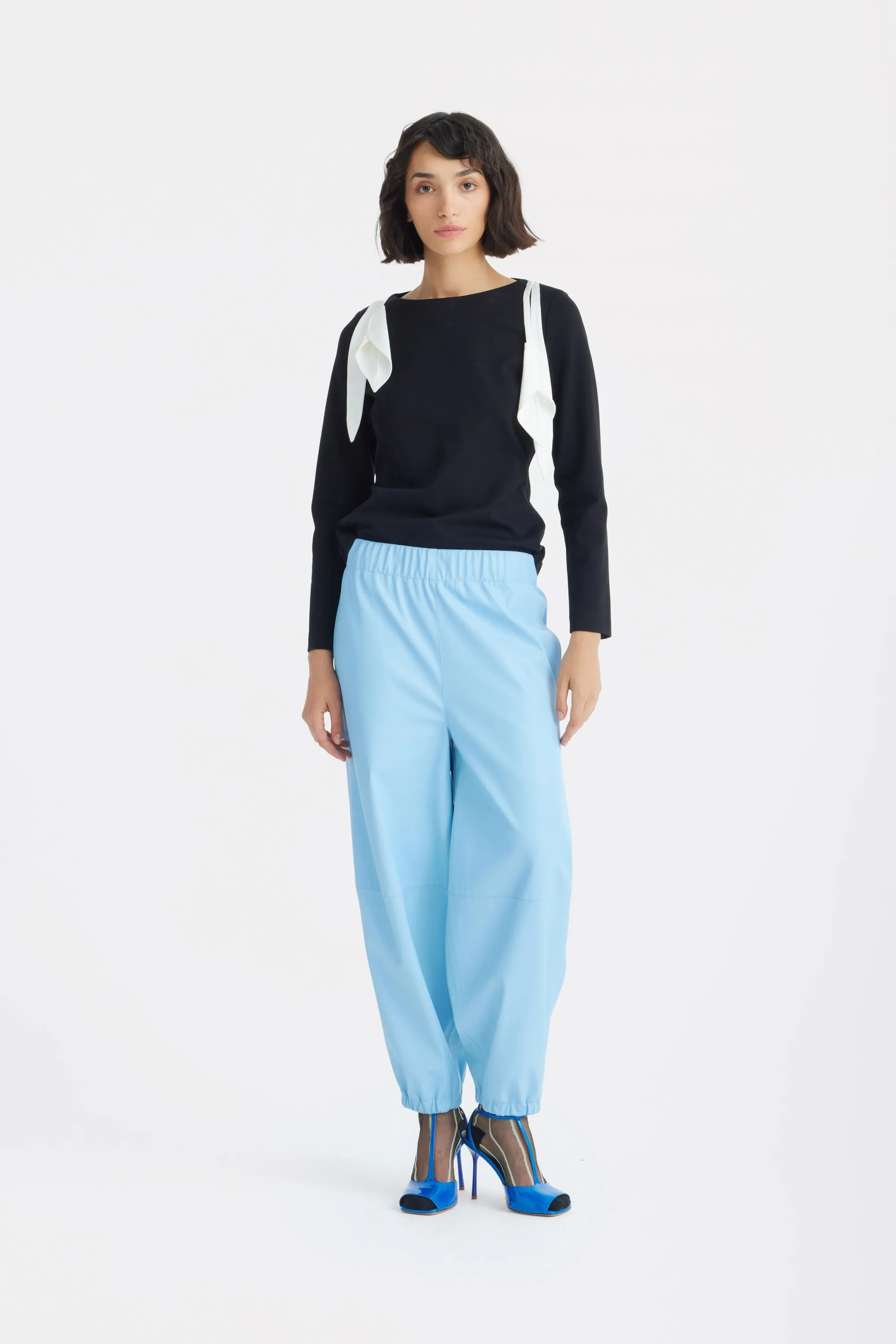 JULIA ALLERT Boat Neck Blouse with Floral Drape - Black sold by Bonvion product image thumbnail 3