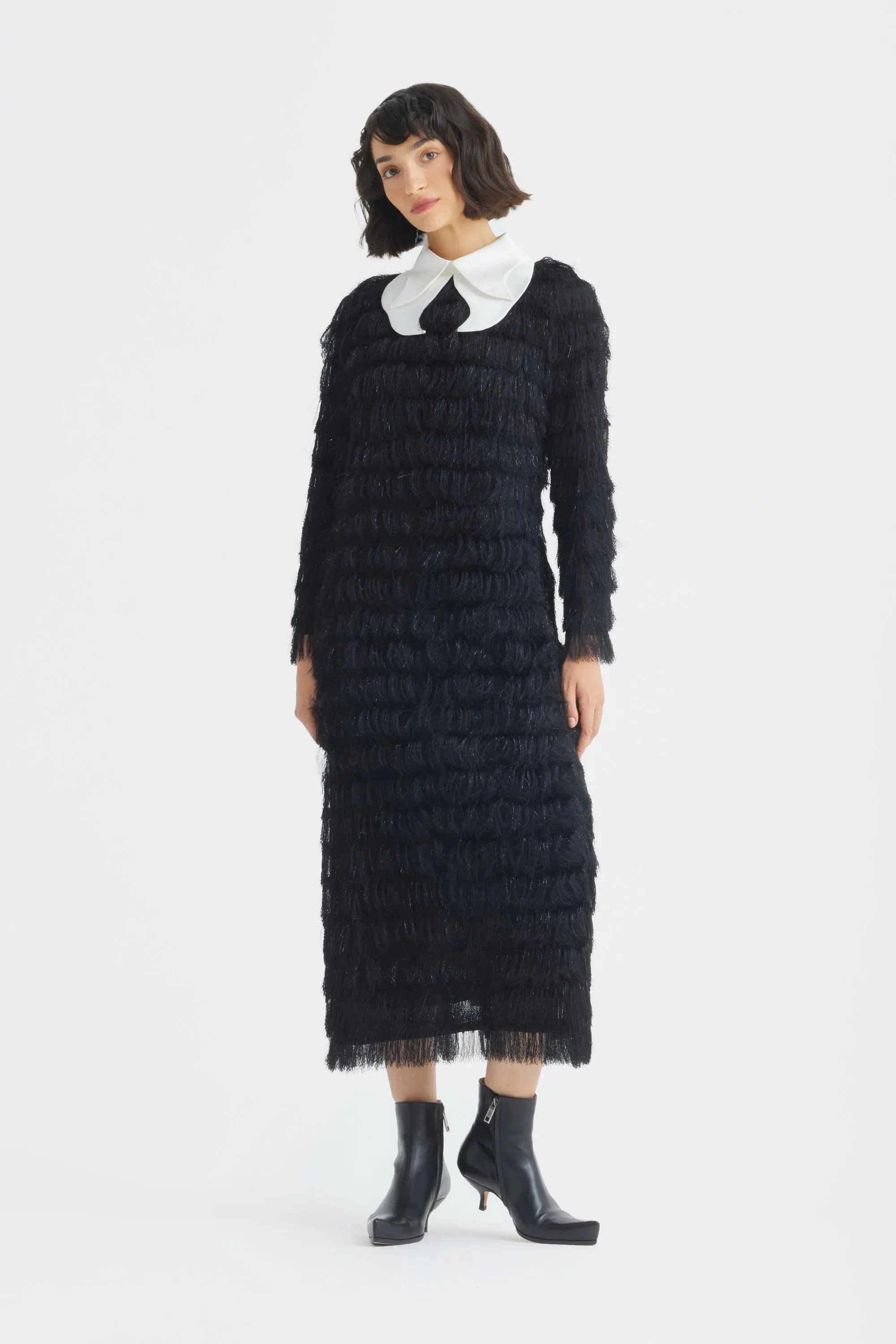 JULIA ALLERT Evening Fringe Midi Dress - Black sold by Bonvion product image thumbnail 2