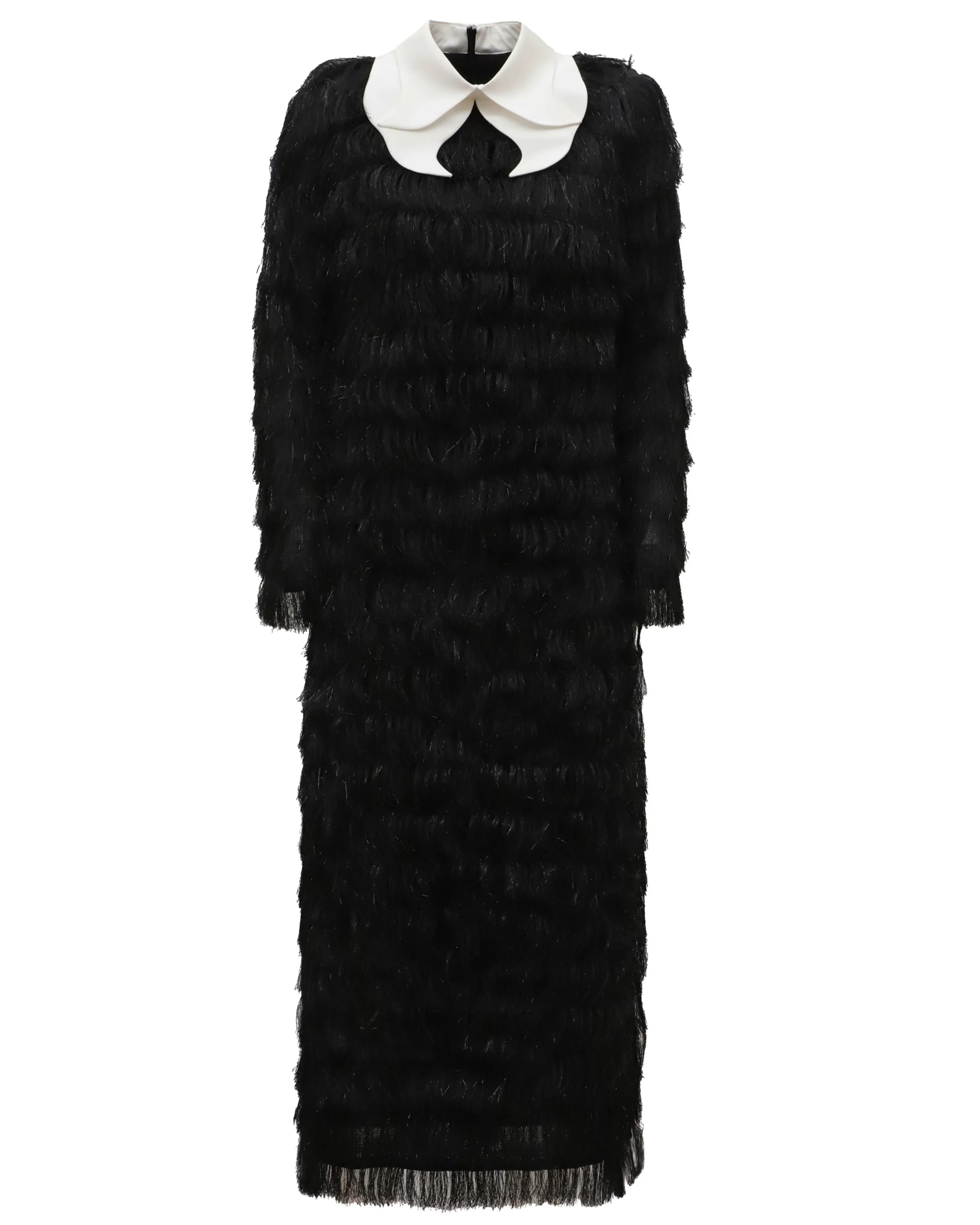 JULIA ALLERT Evening Fringe Midi Dress - Black sold by Bonvion
