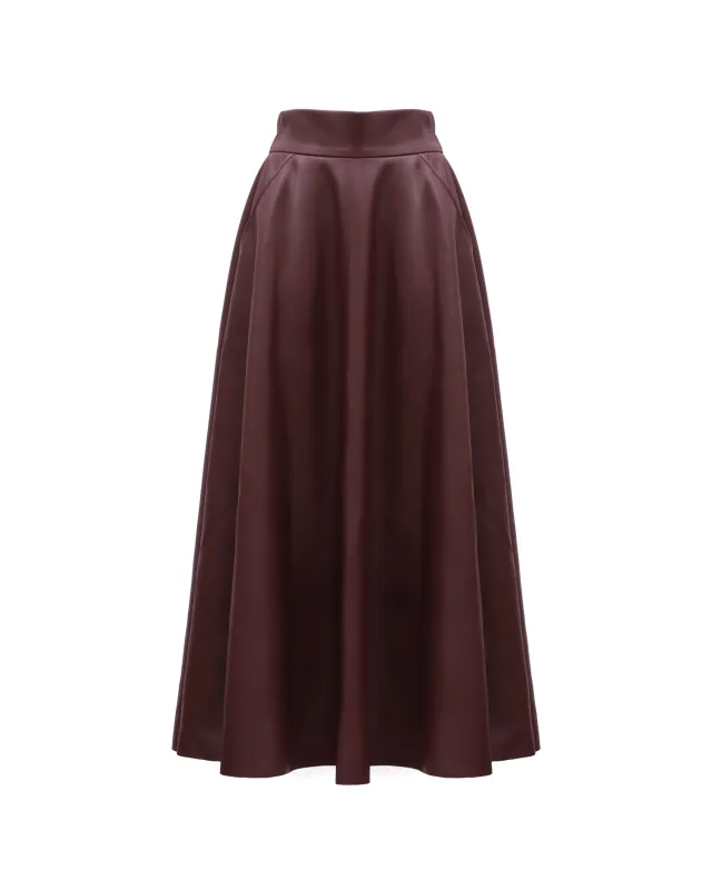 JULIA ALLERT Full Flare High Waist Midi Skirt - Burgundy sold by Bonvion