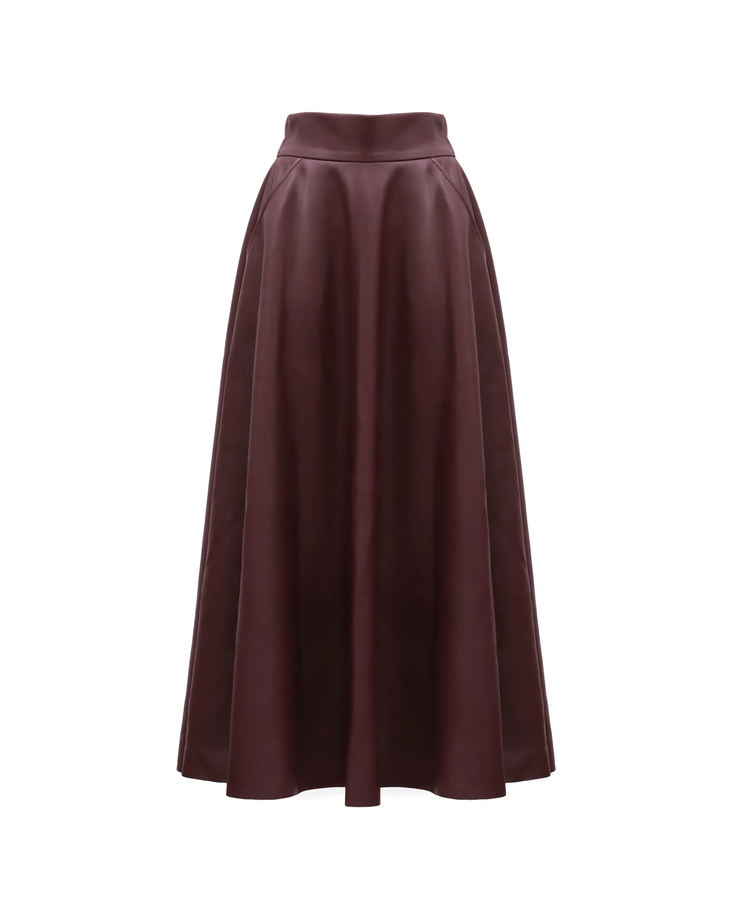 JULIA ALLERT Full Flare High Waist Midi Skirt - Burgundy sold by Bonvion