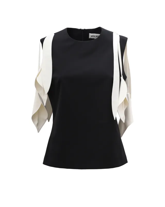 JULIA ALLERT Sleeveless Top with Floral Accent - Black sold by Bonvion