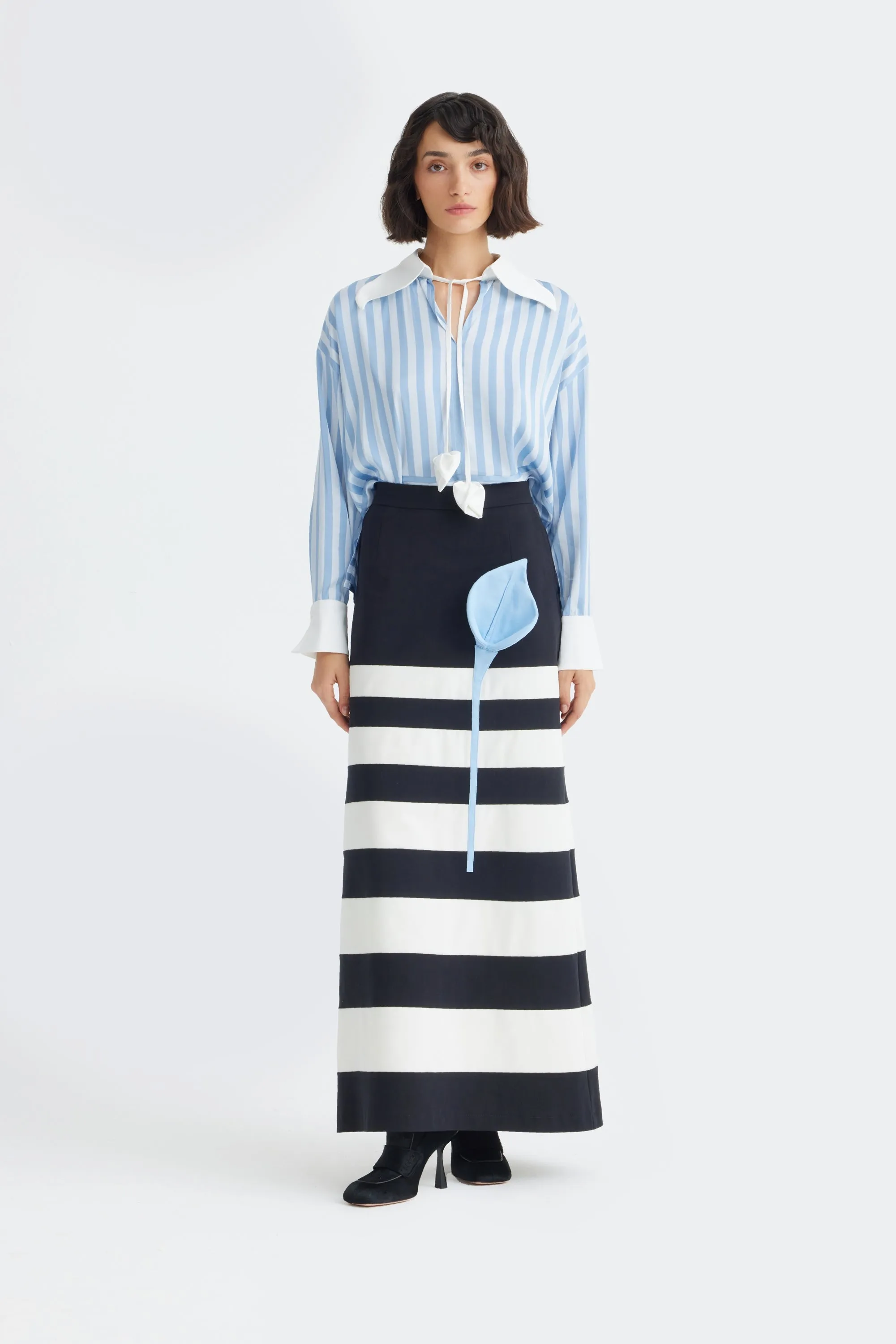 JULIA ALLERT Contemporary Striped Skirt - Black/White sold by Bonvion product image thumbnail 2