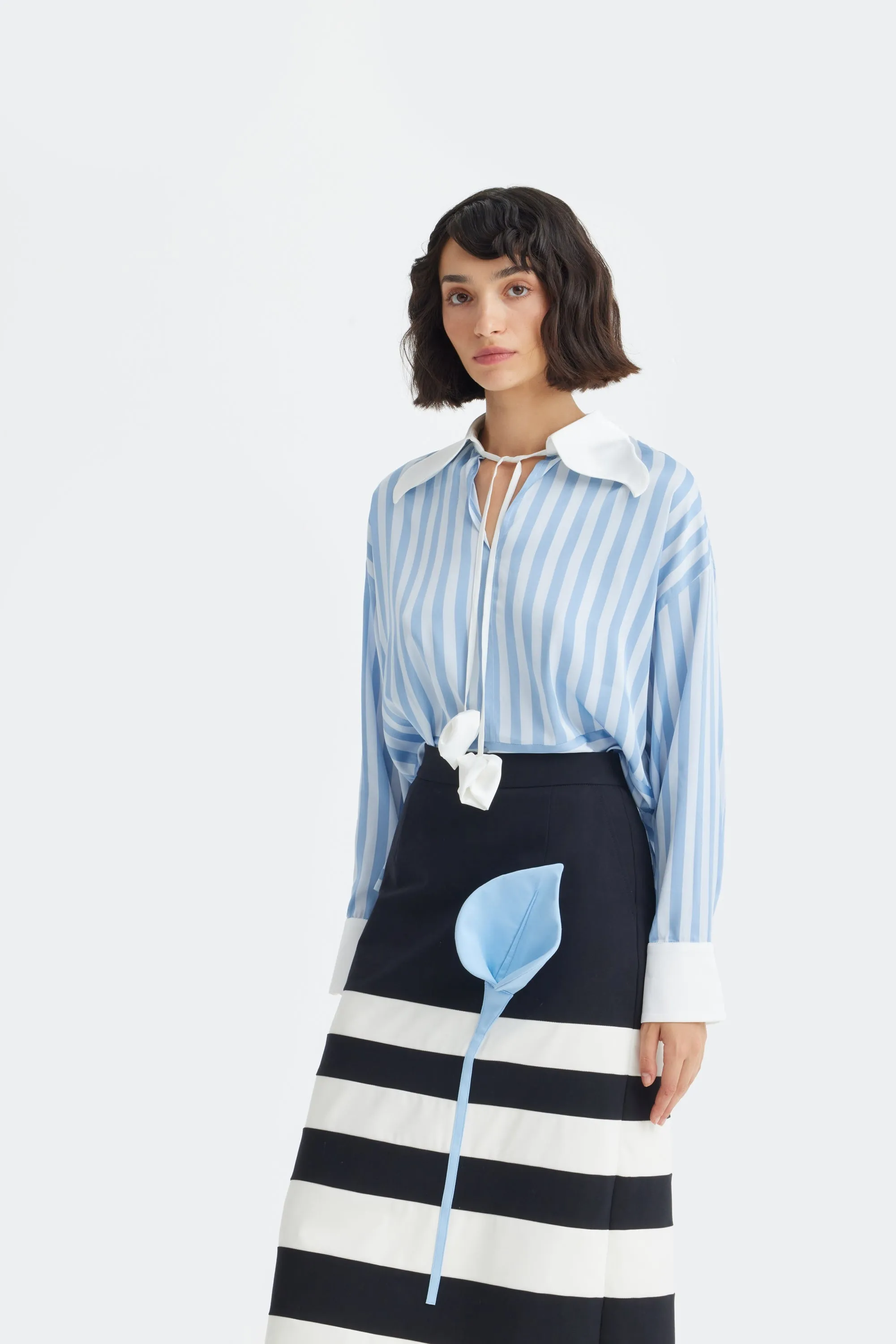 JULIA ALLERT Contemporary Striped Skirt - Black/White sold by Bonvion product image thumbnail 5