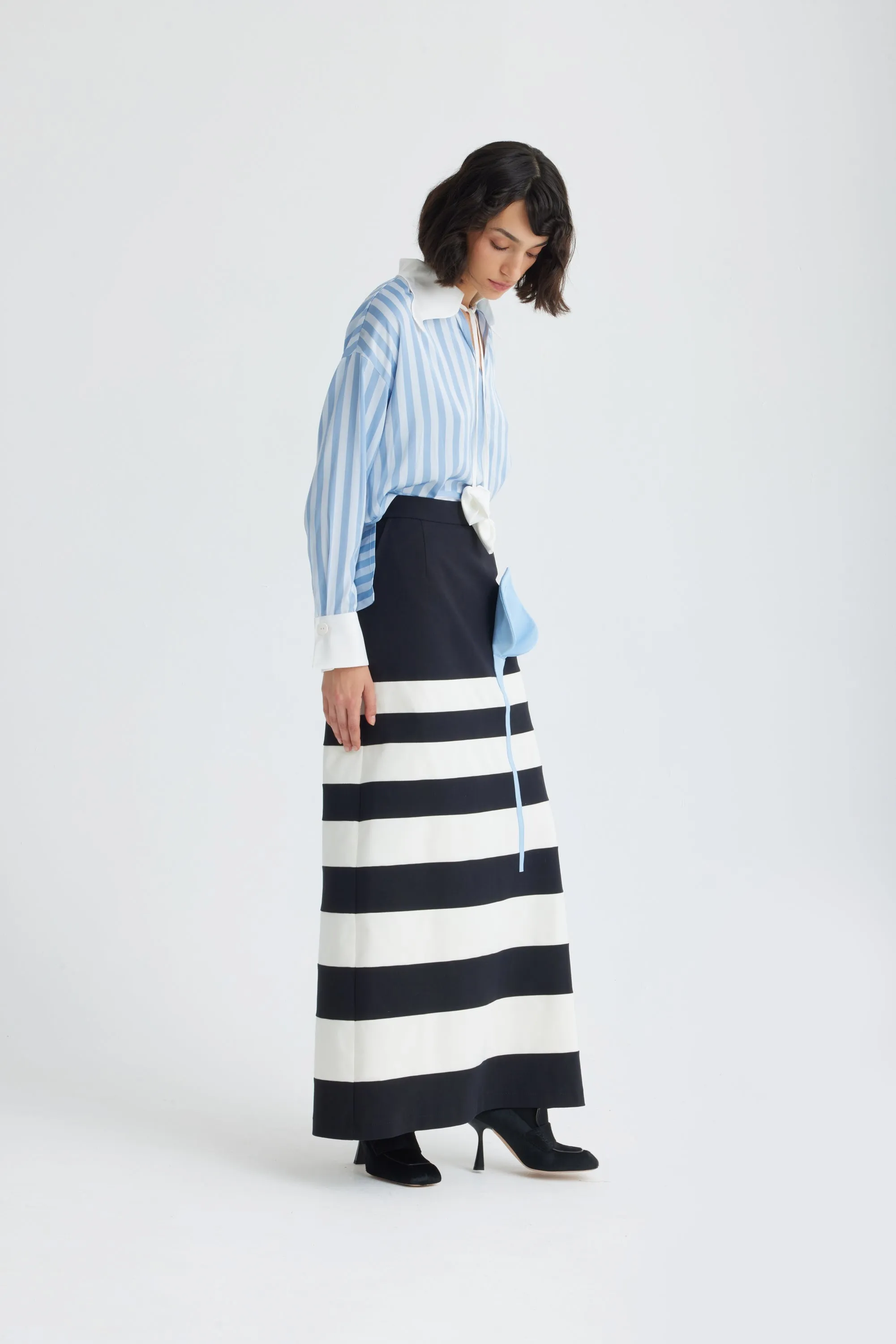 JULIA ALLERT Contemporary Striped Skirt - Black/White sold by Bonvion product image thumbnail 3