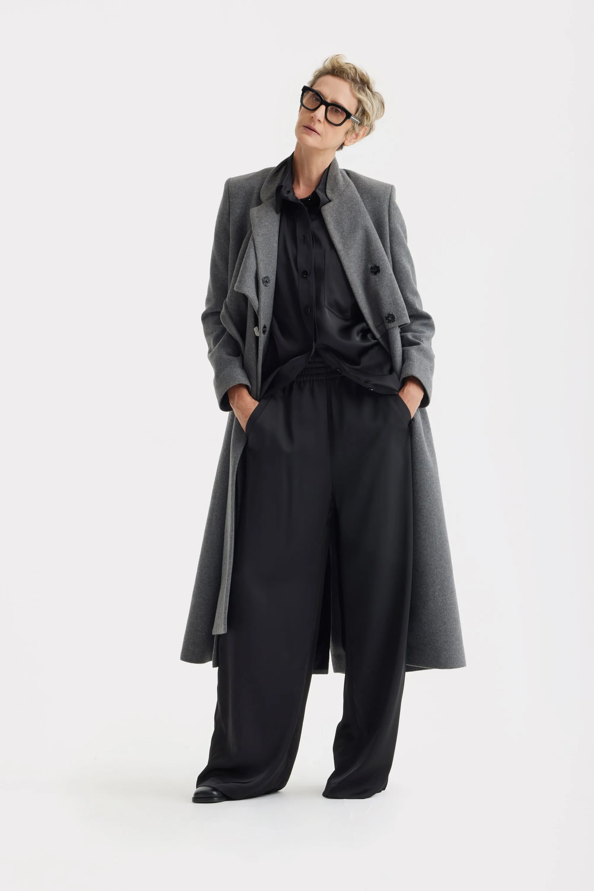 JULIA ALLERT Long Draped Transformer Coat – Grey sold by Bonvion product image thumbnail 2