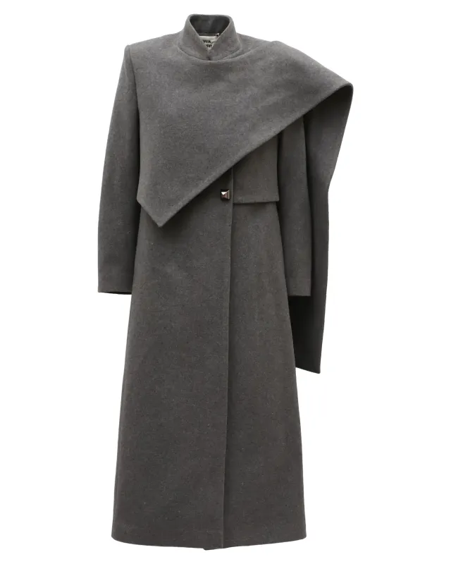 JULIA ALLERT Long Draped Transformer Coat – Grey made by Bonvion