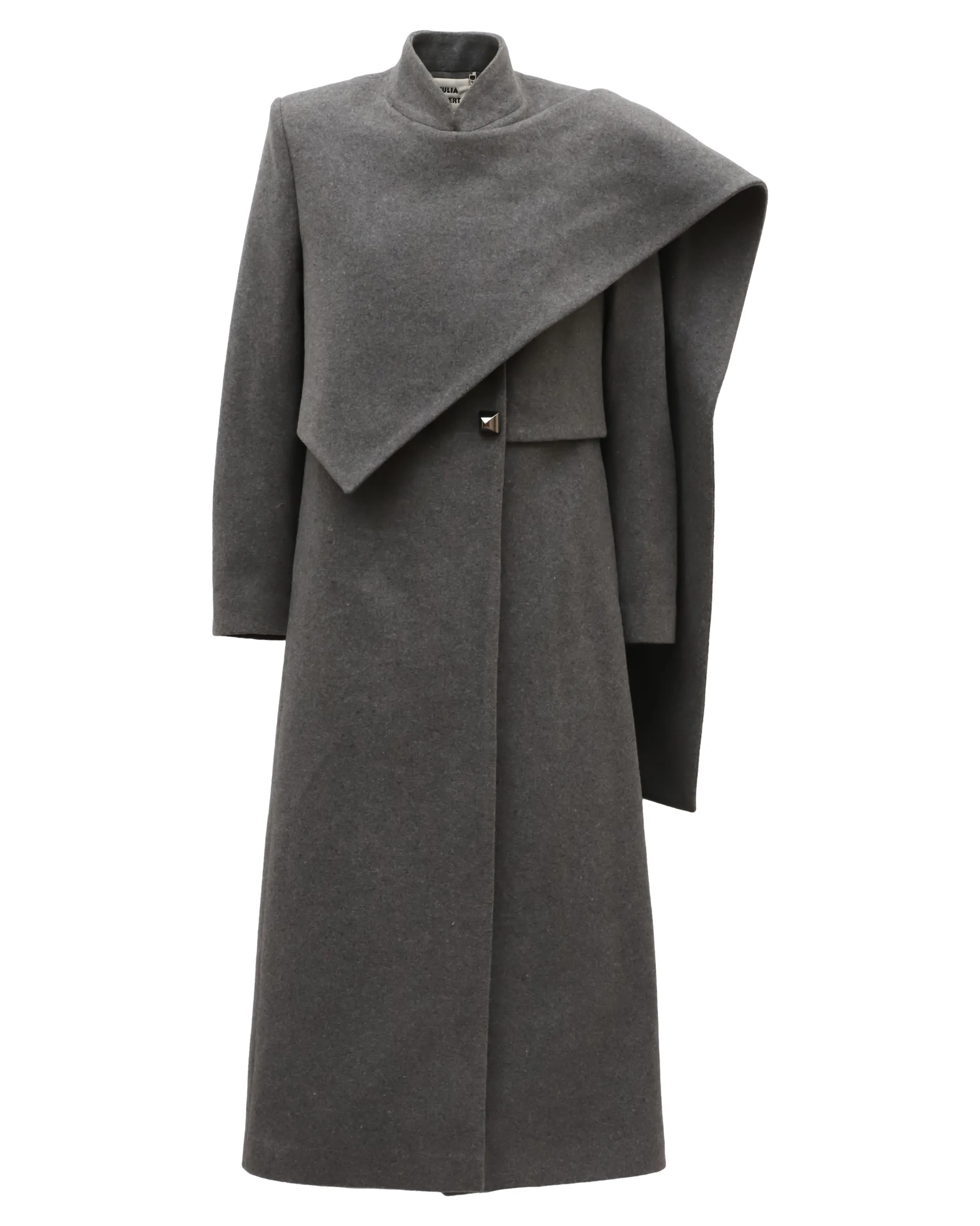 JULIA ALLERT Long Draped Transformer Coat – Grey sold by Bonvion