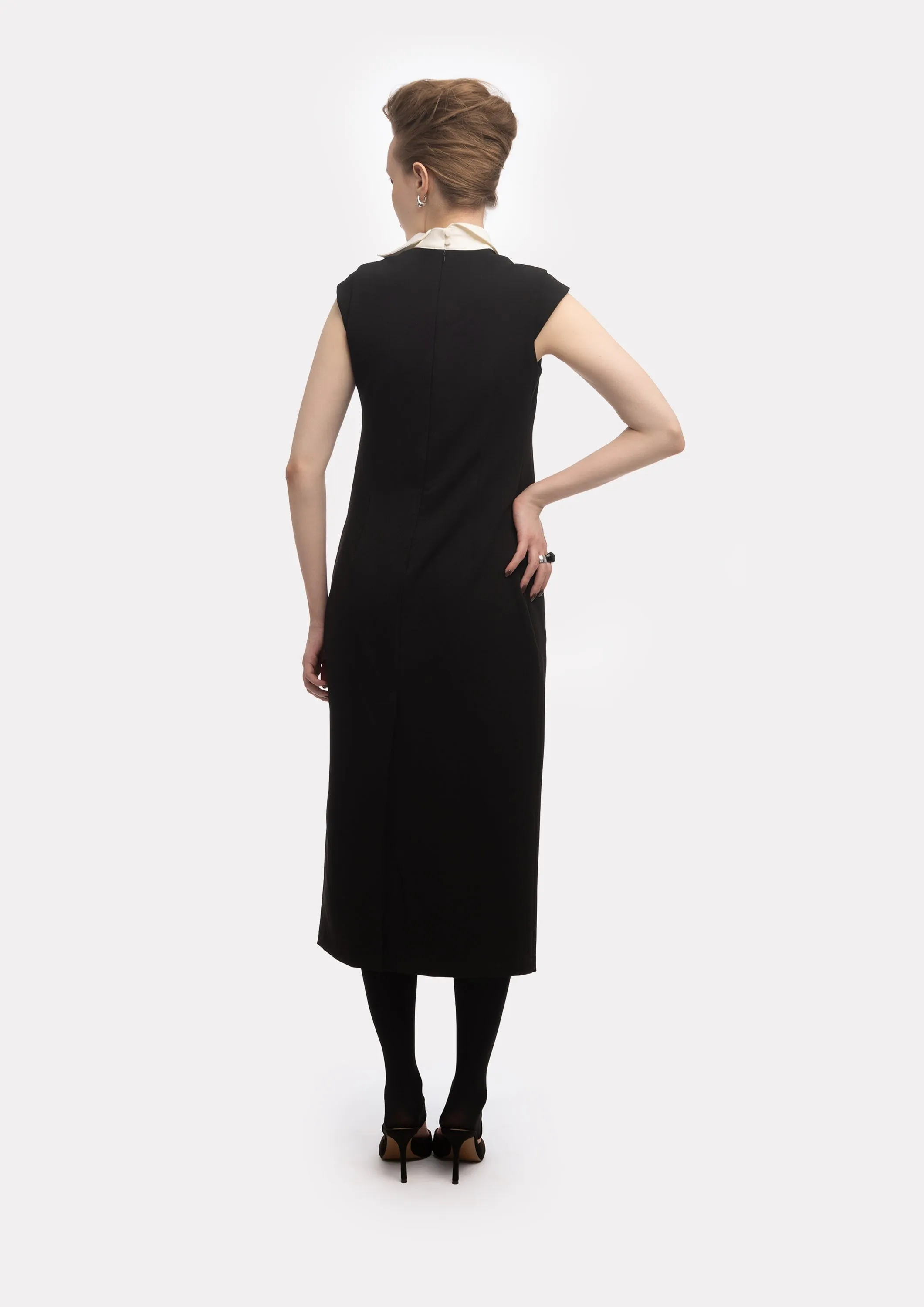 JULIA ALLERT Modern Business Dress With Collar - Black sold by Bonvion product image thumbnail 4