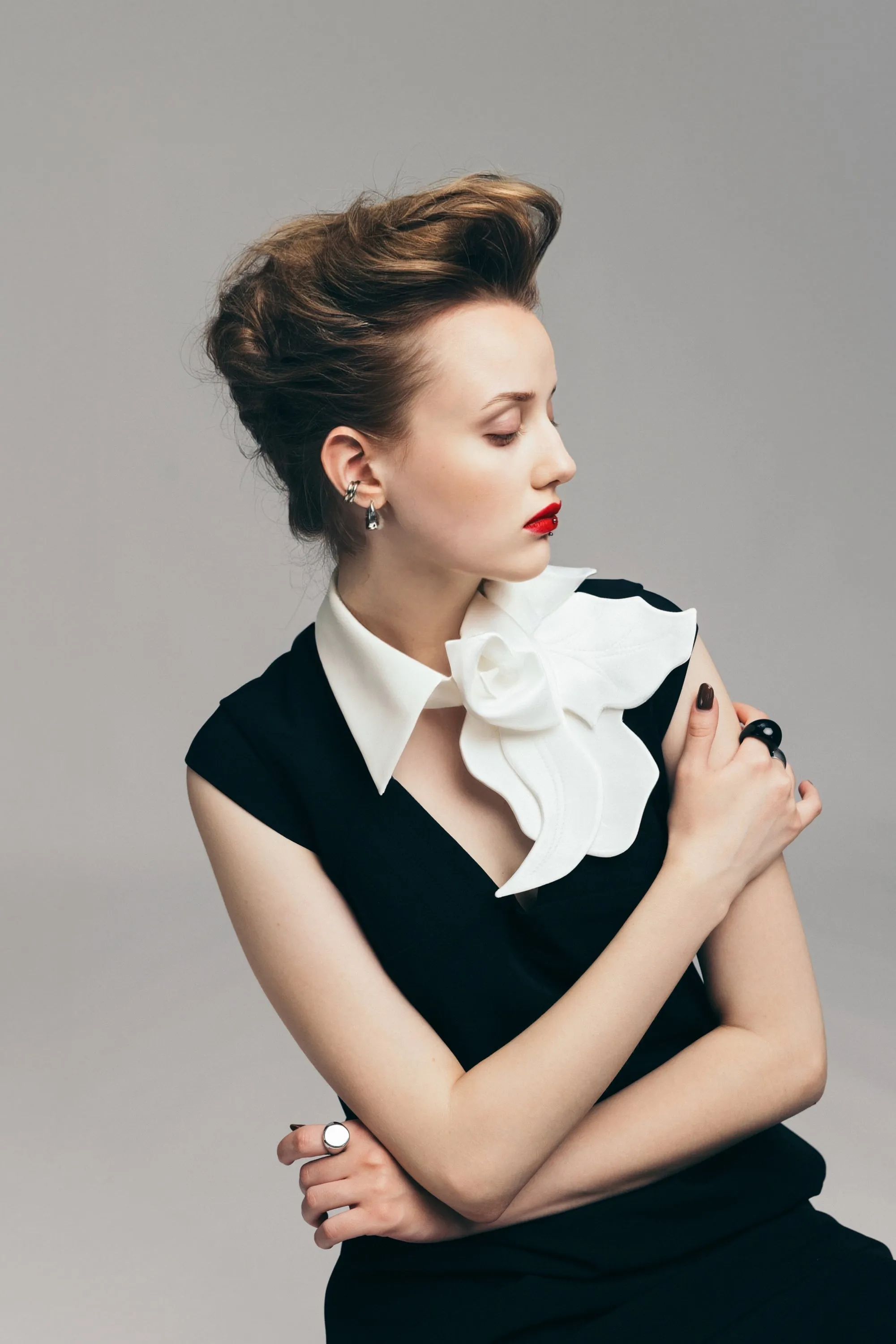 JULIA ALLERT Modern Business Dress With Collar - Black sold by Bonvion product image thumbnail 5