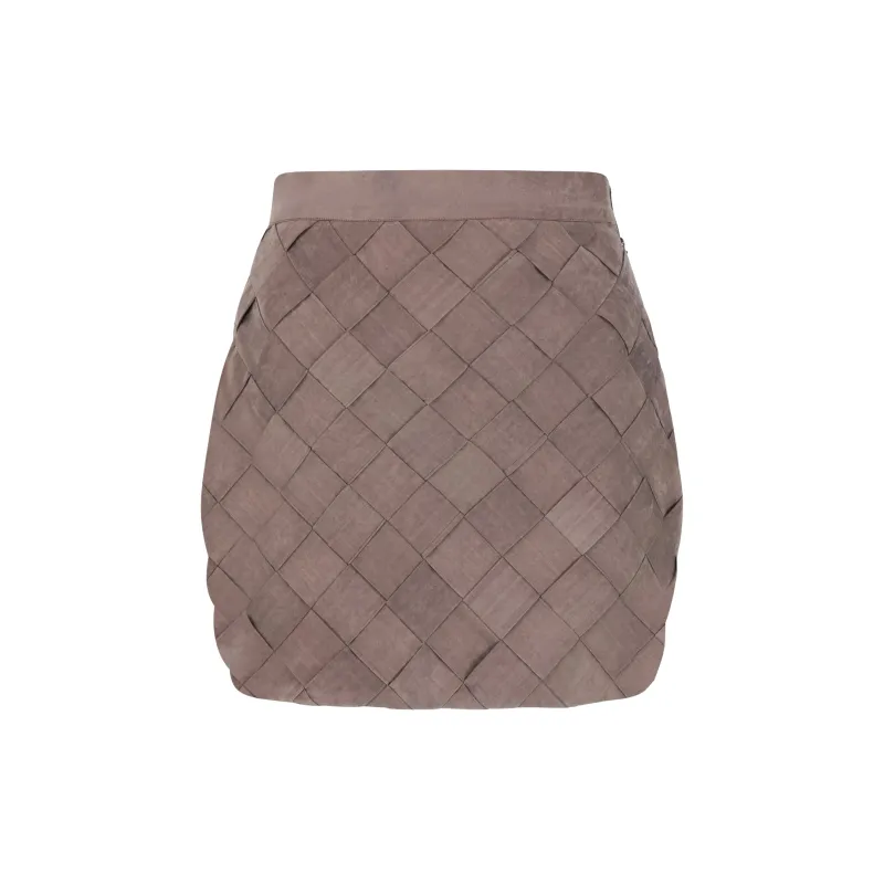 ÚCHÈ Braided Suede Mini Skirt - Brown sold by Bonvion