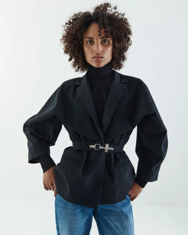 VAILLANT Cinched Waist Technical Blazer - Black sold by Bonvion