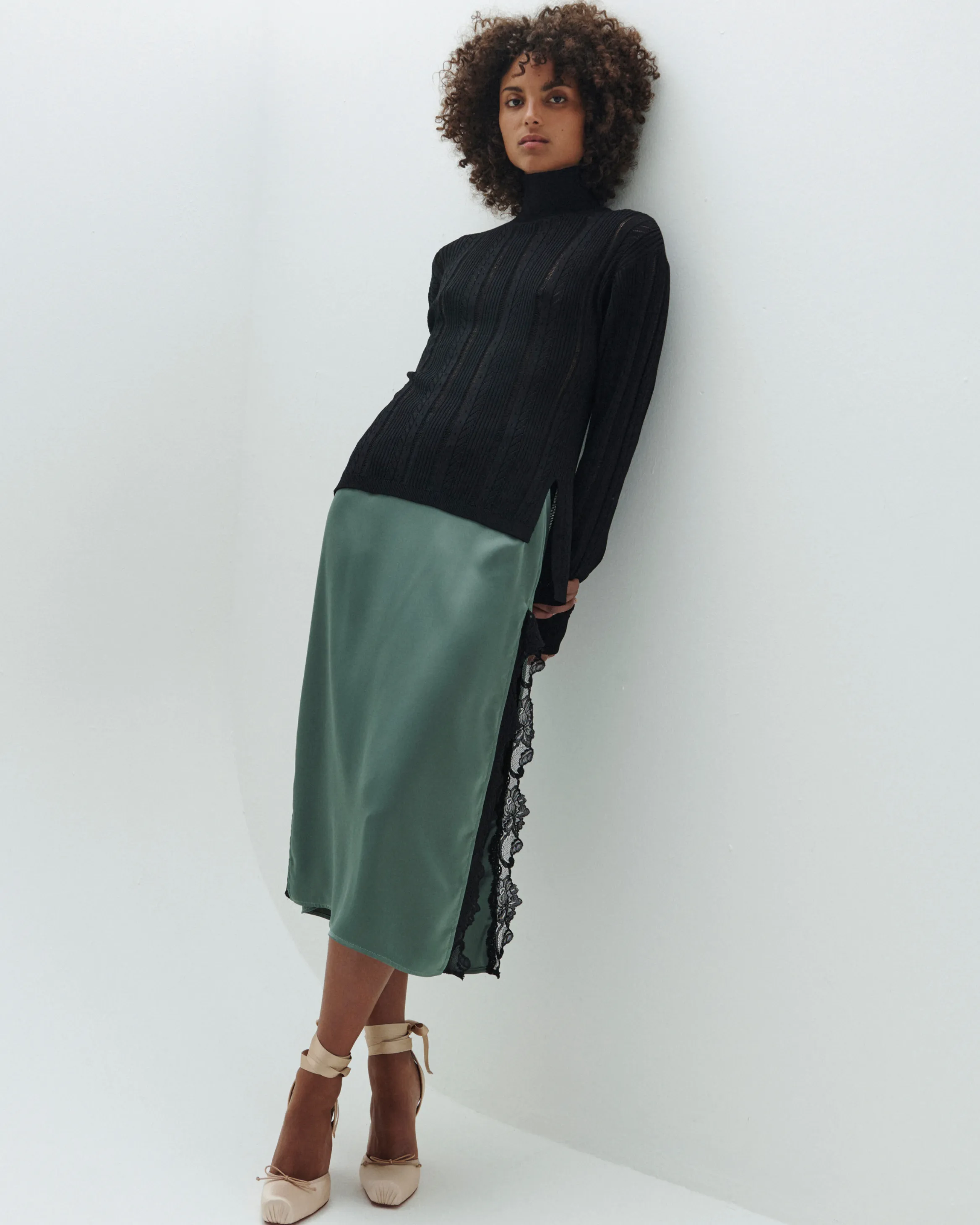 VAILLANT Knit Turtleneck with Lace Detail - Black sold by Bonvion product image thumbnail 2