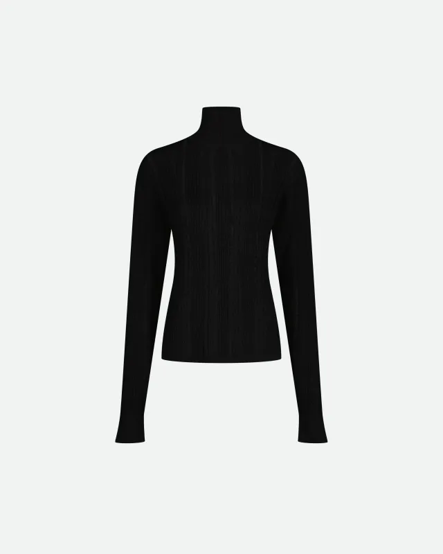 VAILLANT Knit Turtleneck with Lace Detail - Black sold by Bonvion