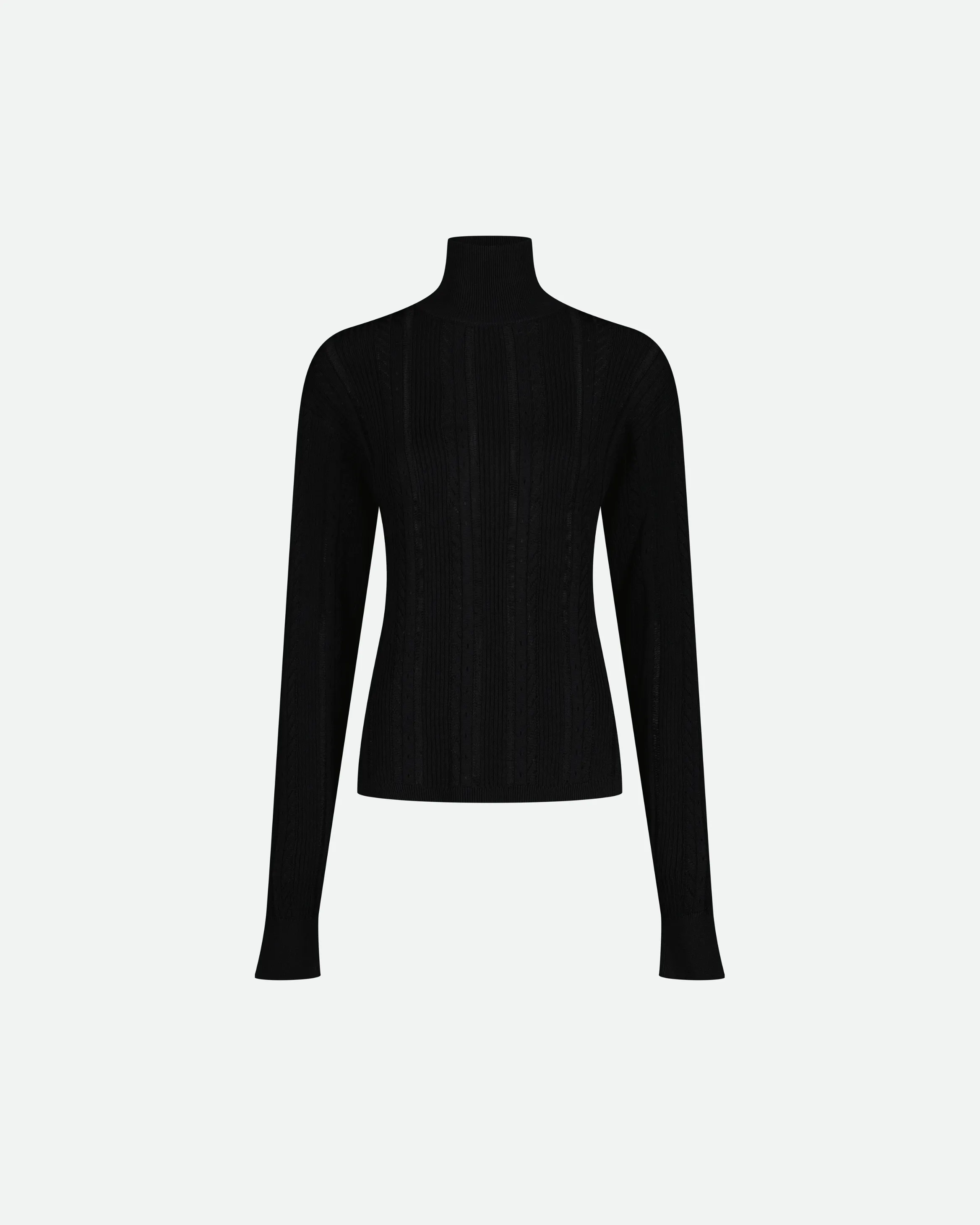 VAILLANT Knit Turtleneck with Lace Detail - Black sold by Bonvion