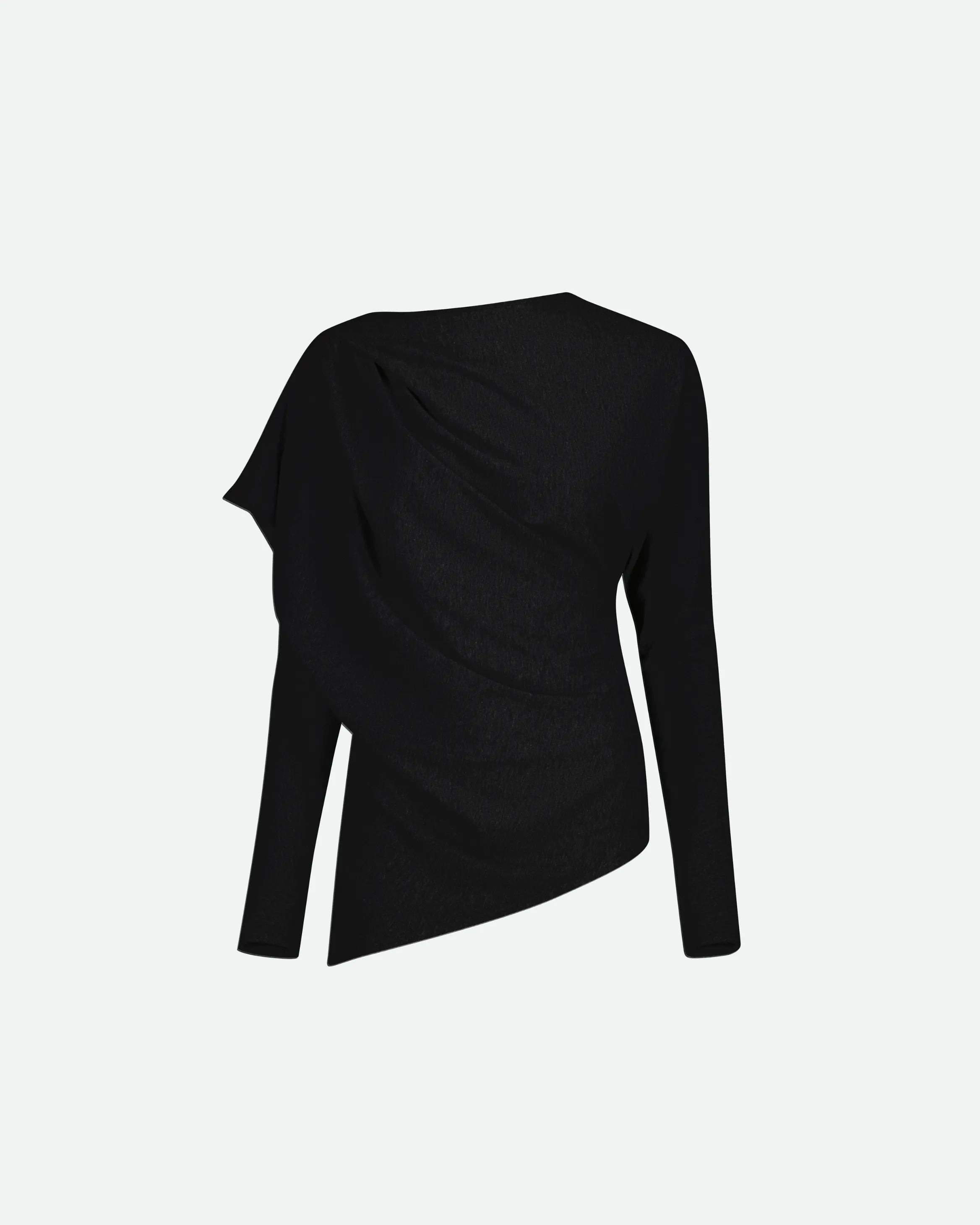 VAILLANT Draped Long Sleeve Jersey Top - Black sold by Bonvion
