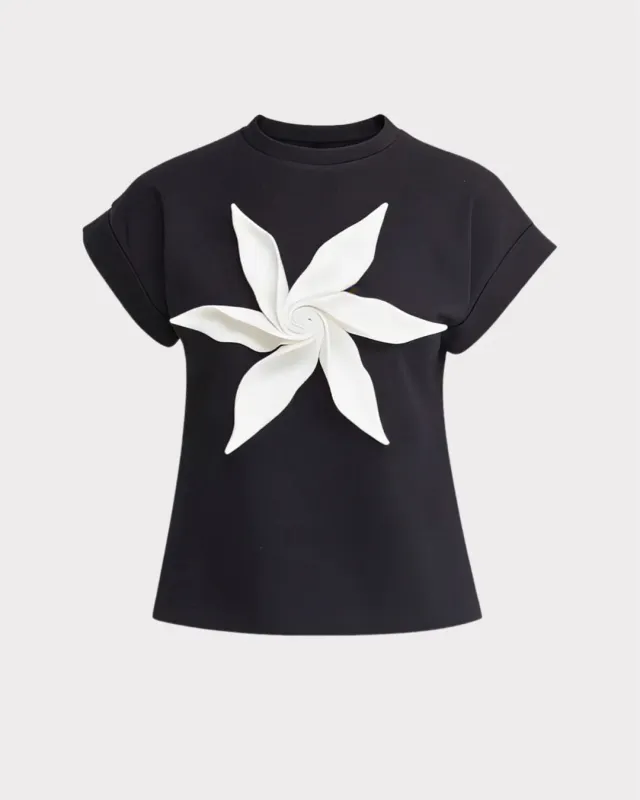 JULIA ALLERT T-shirt with Flower - Black/White made by Bonvion