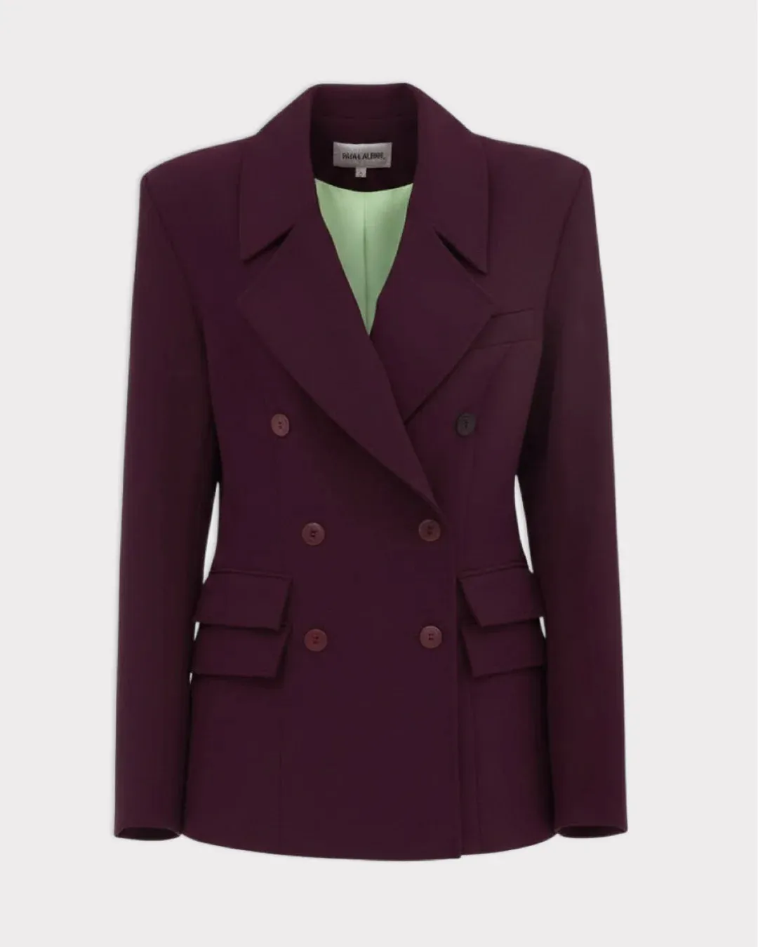 JULIA ALLERT Classic Tailored Double-Breasted Blazer - Wine sold by Bonvion