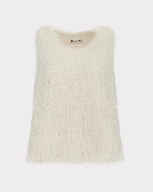 JULIA ALLERT Fringe Sleeveless Top - Ivory made by Bonvion