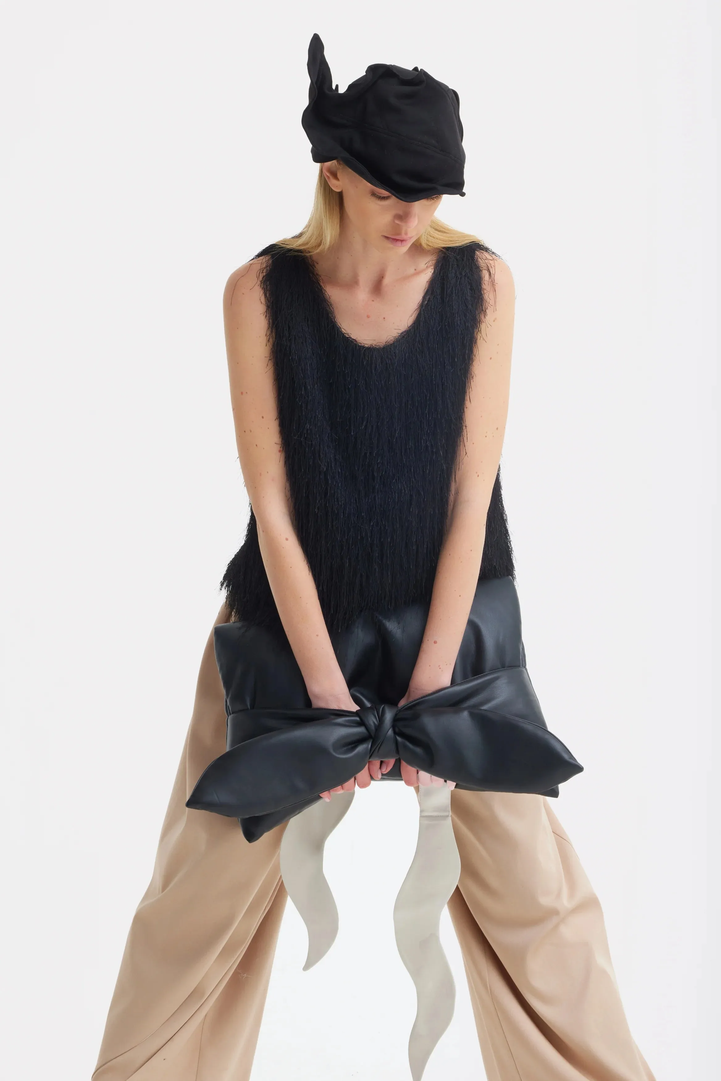 JULIA ALLERT Fringe Sleeveless Top - Black sold by Bonvion product image thumbnail 4